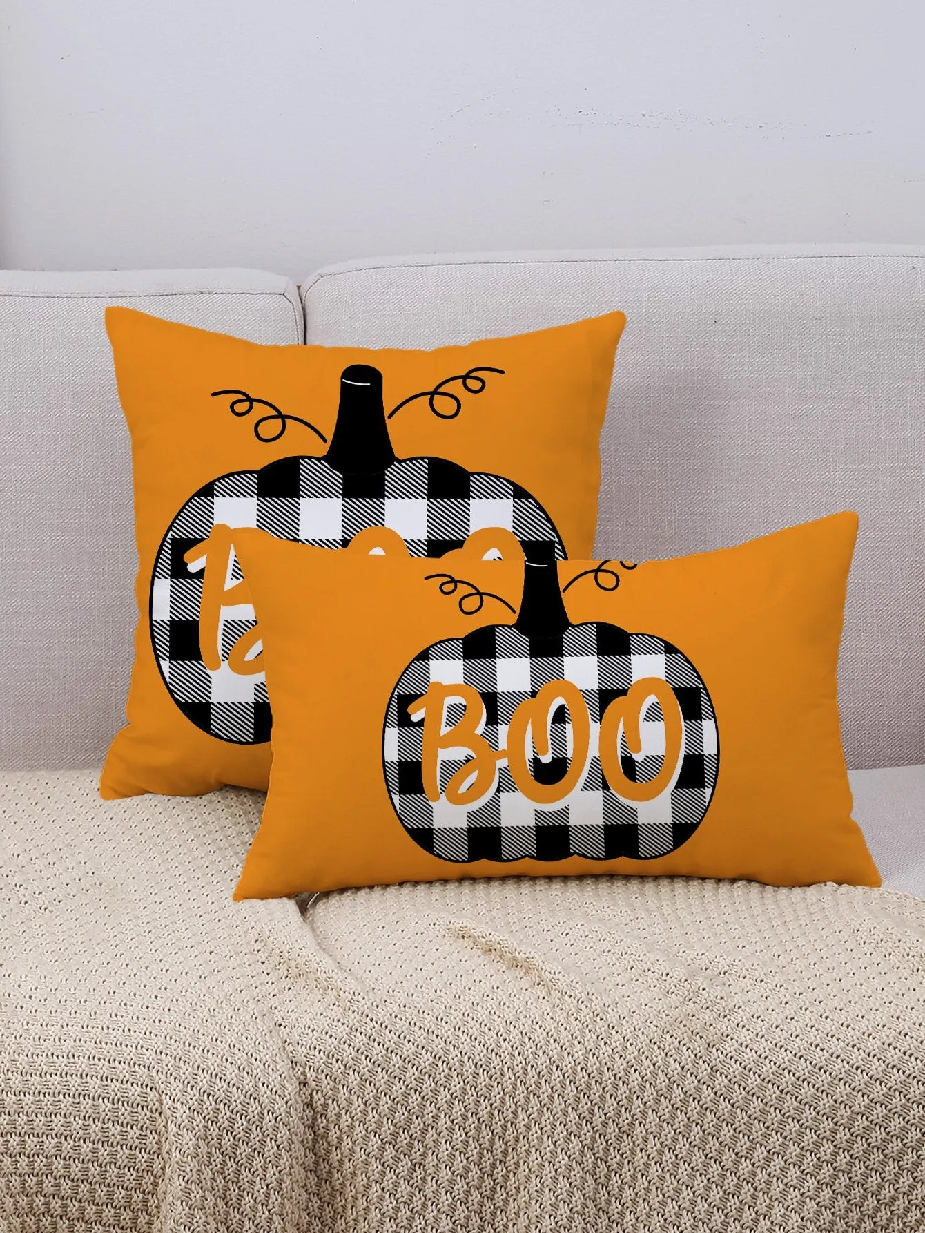 1pc Halloween Pumpkin Print Cushion Cover Without Filler