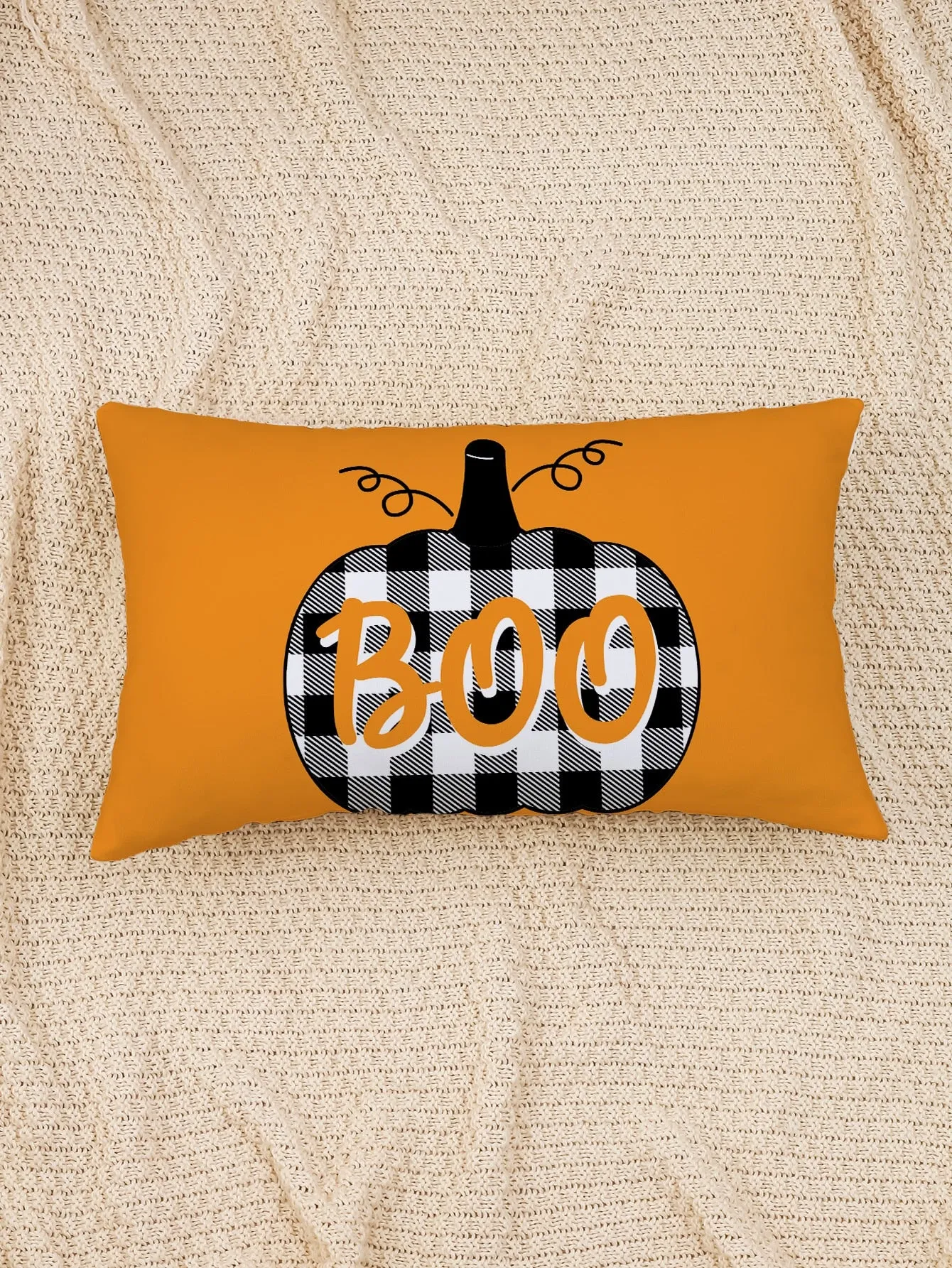 1pc Halloween Pumpkin Print Cushion Cover Without Filler