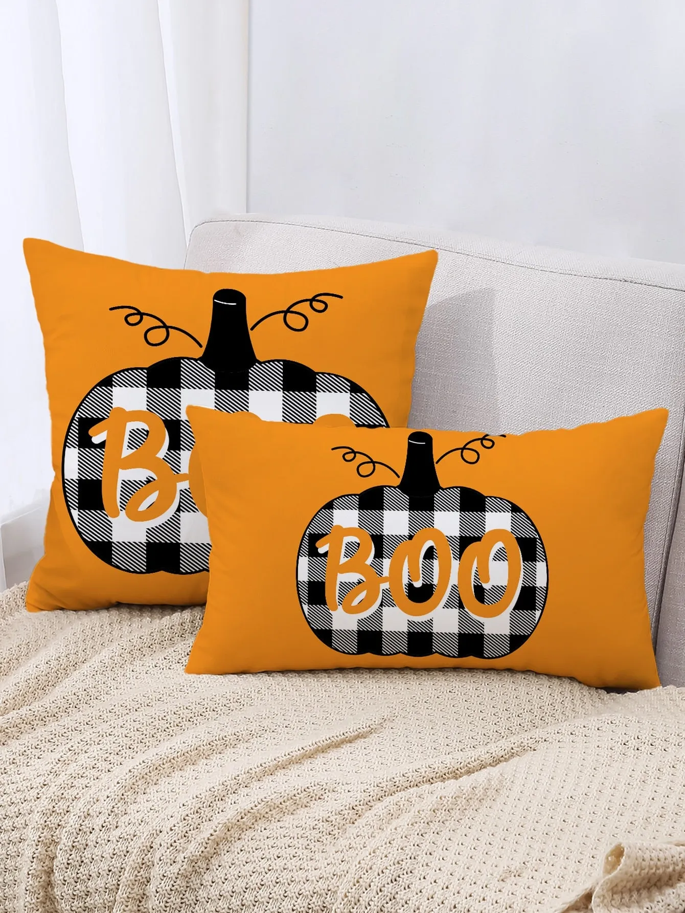 1pc Halloween Pumpkin Print Cushion Cover Without Filler