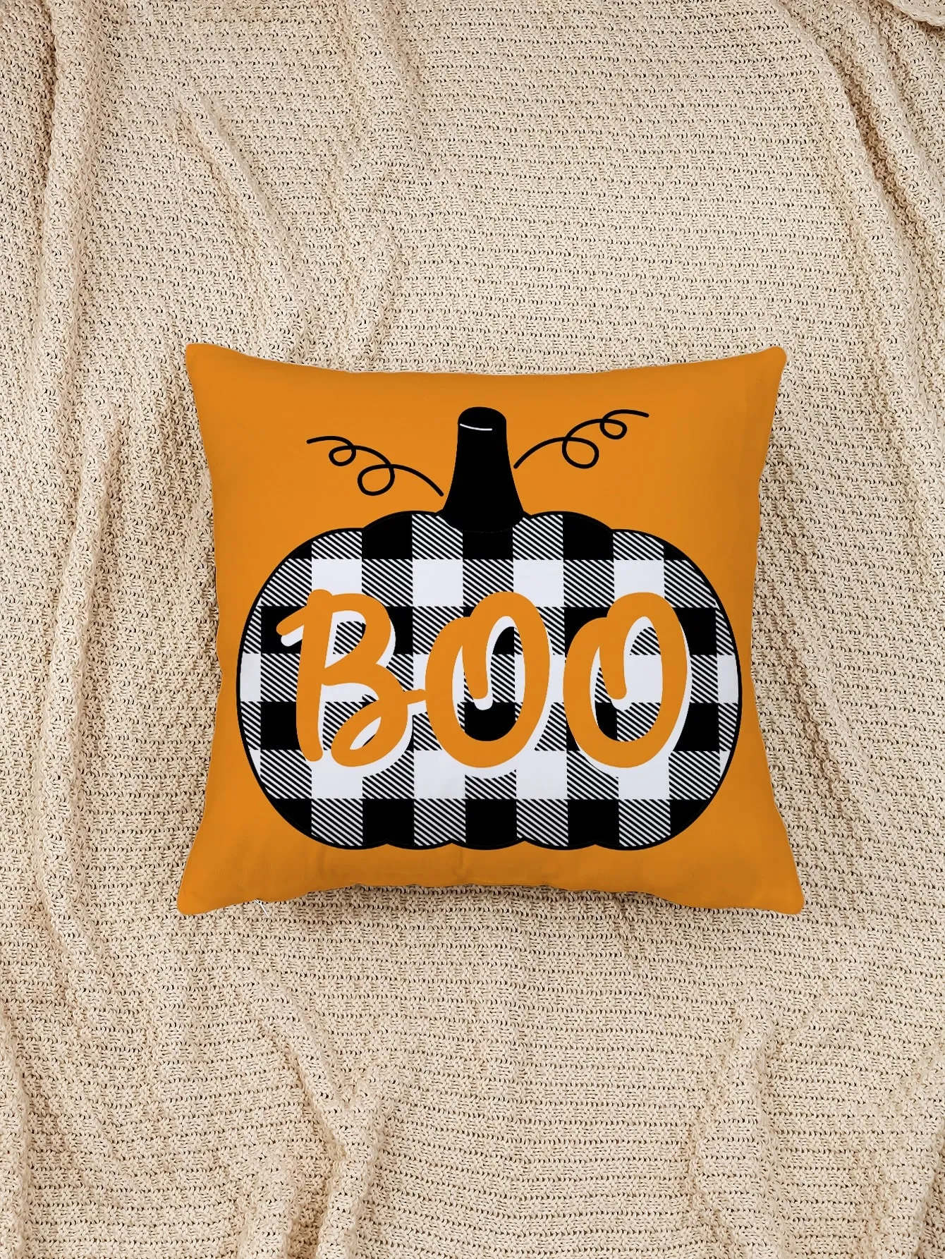 1pc Halloween Pumpkin Print Cushion Cover Without Filler