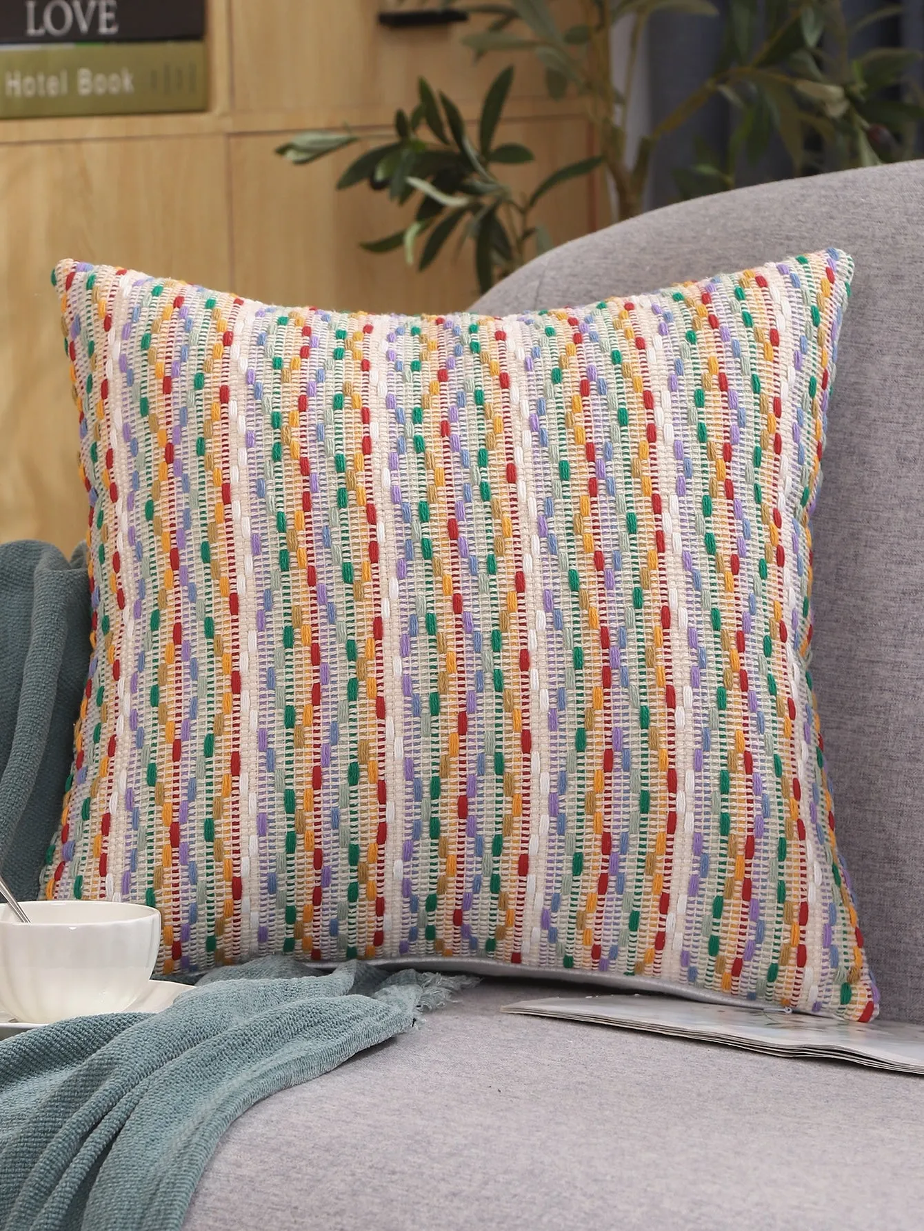 1pc Jacquard Cushion Cover Without Filler