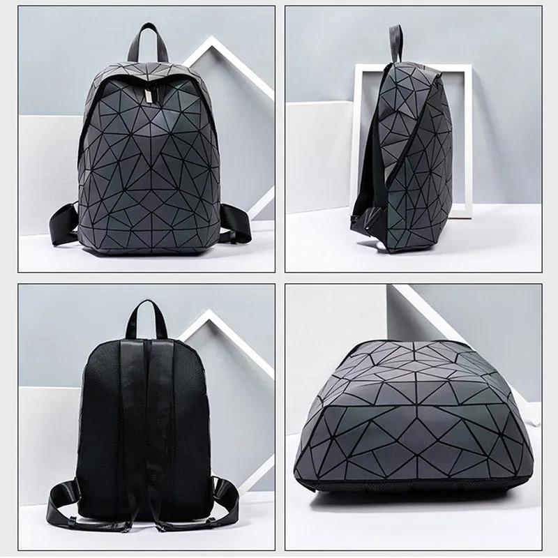 2022 New Luminous Backpack School Women Men Set Rucksack Female Lattice Backbag Holographic Shoulder