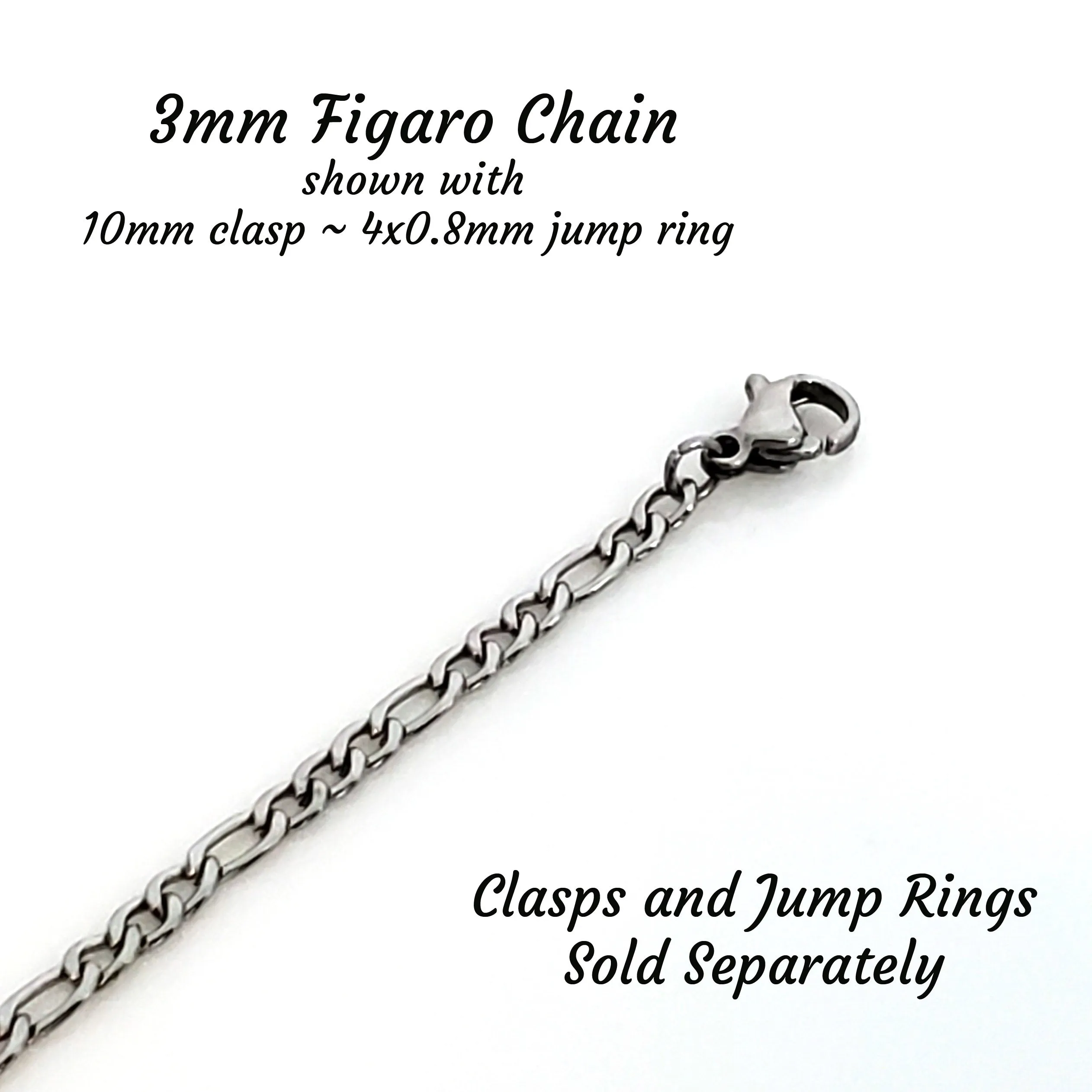 3mm Figaro Chain, 4~6mm long, 3mm wide, 0.8mm thick, Lot Size 50 meters (about 160 feet), #1973