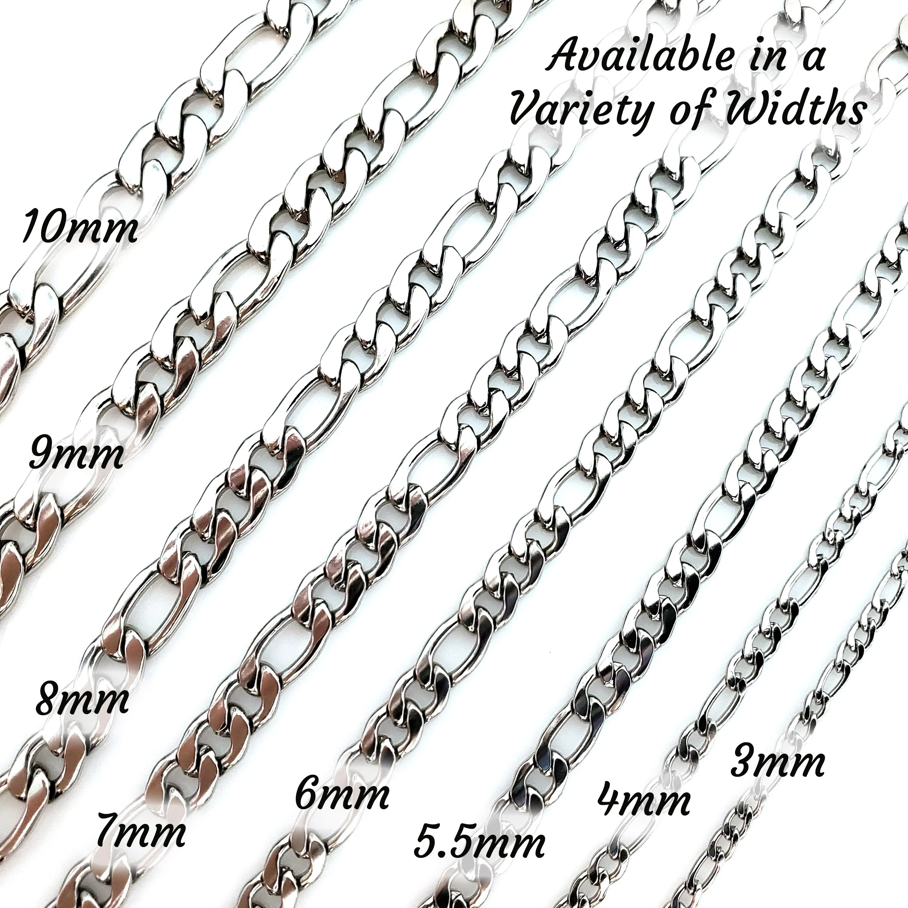 3mm Figaro Chain, 4~6mm long, 3mm wide, 0.8mm thick, Lot Size 50 meters (about 160 feet), #1973