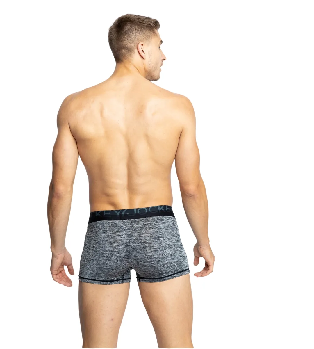 4 x Jockey Mens Microfibre Comfy Trunk Black Marle Underwear