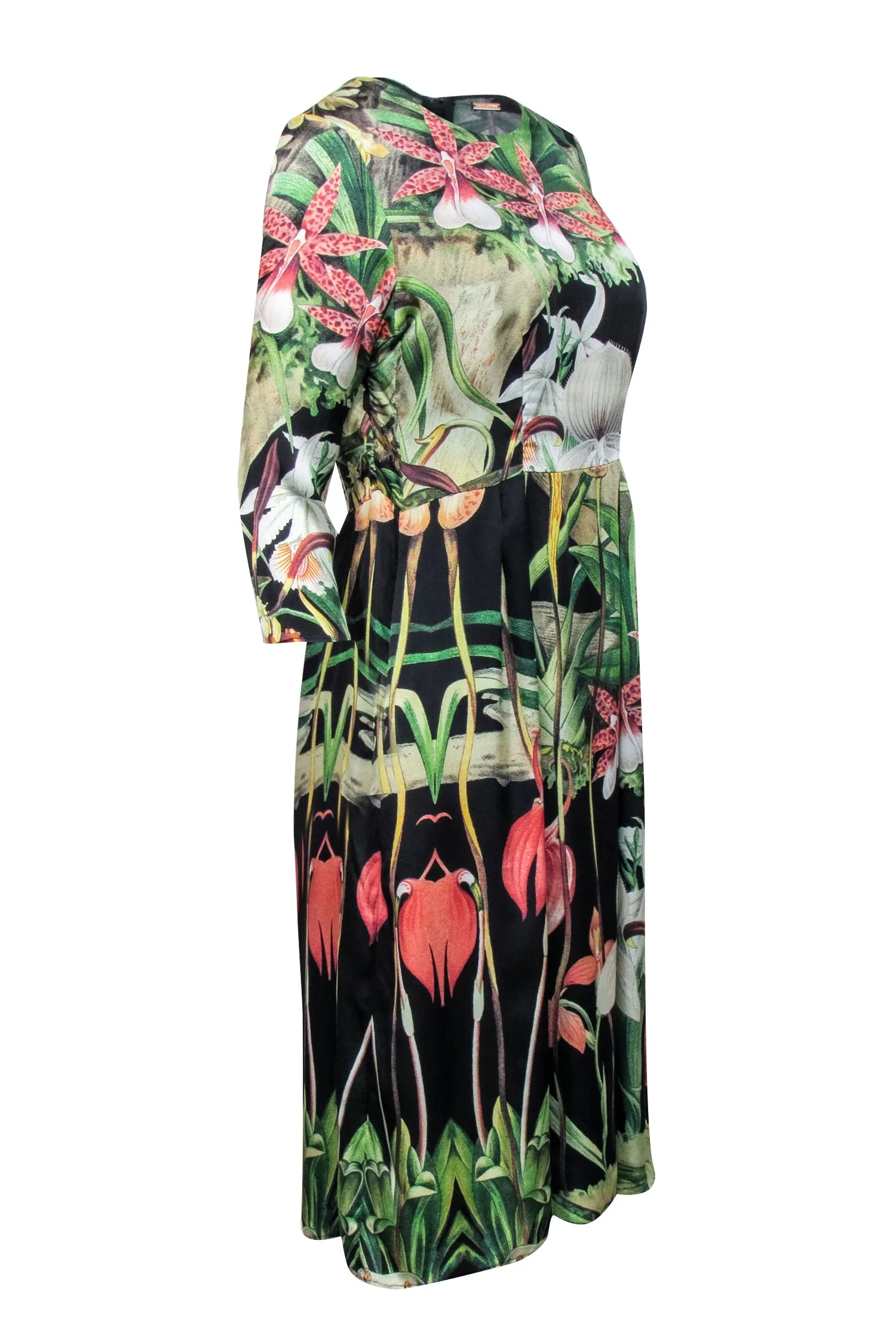 Adam Lippes - Green, Black, & Multi Color Tropical Floral Print Dress Sz 4