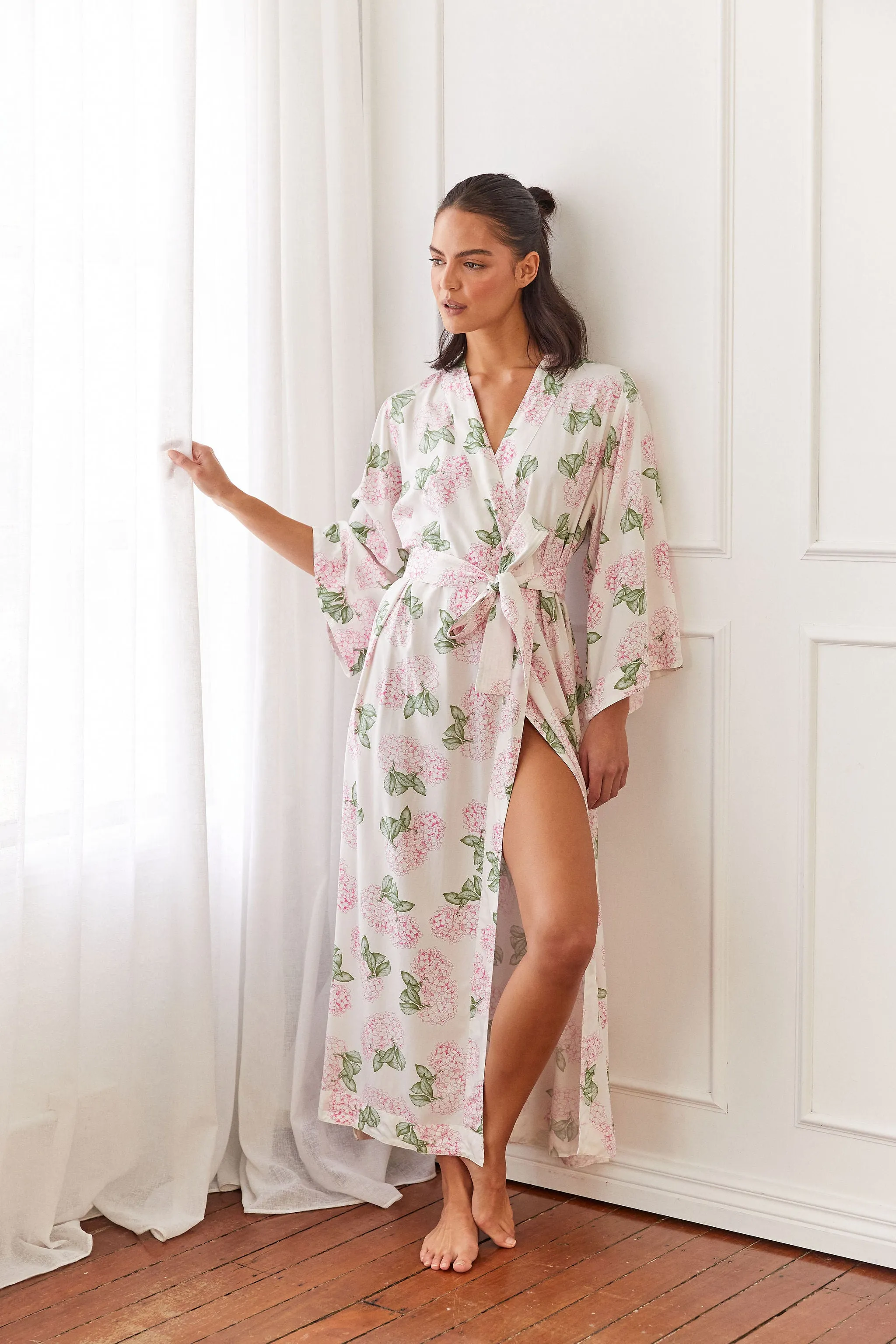 Alice Kimono Robe - Long - Hydrangea Pink