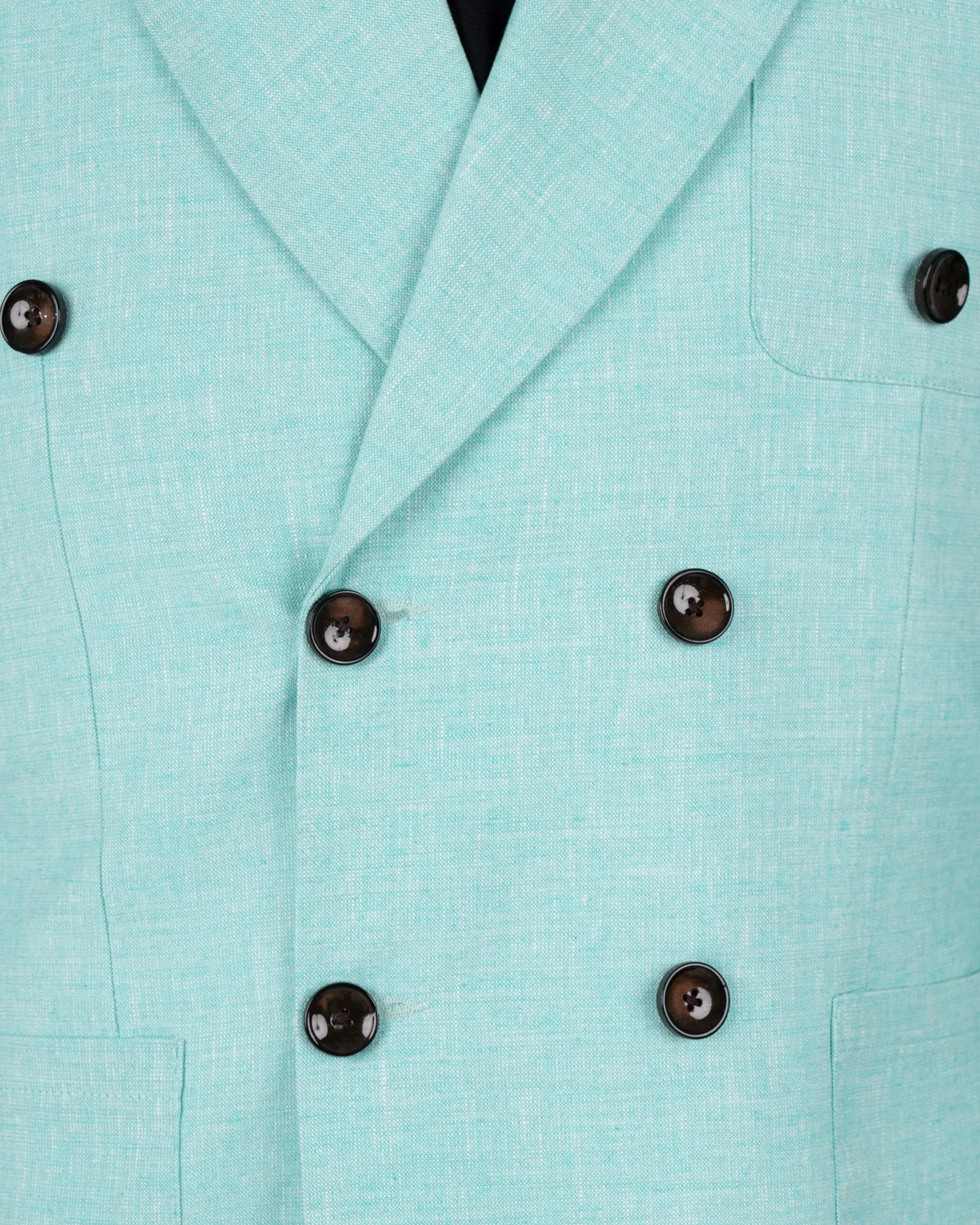 Aqua Island Blue Double Breasted Luxurious Linen Suit