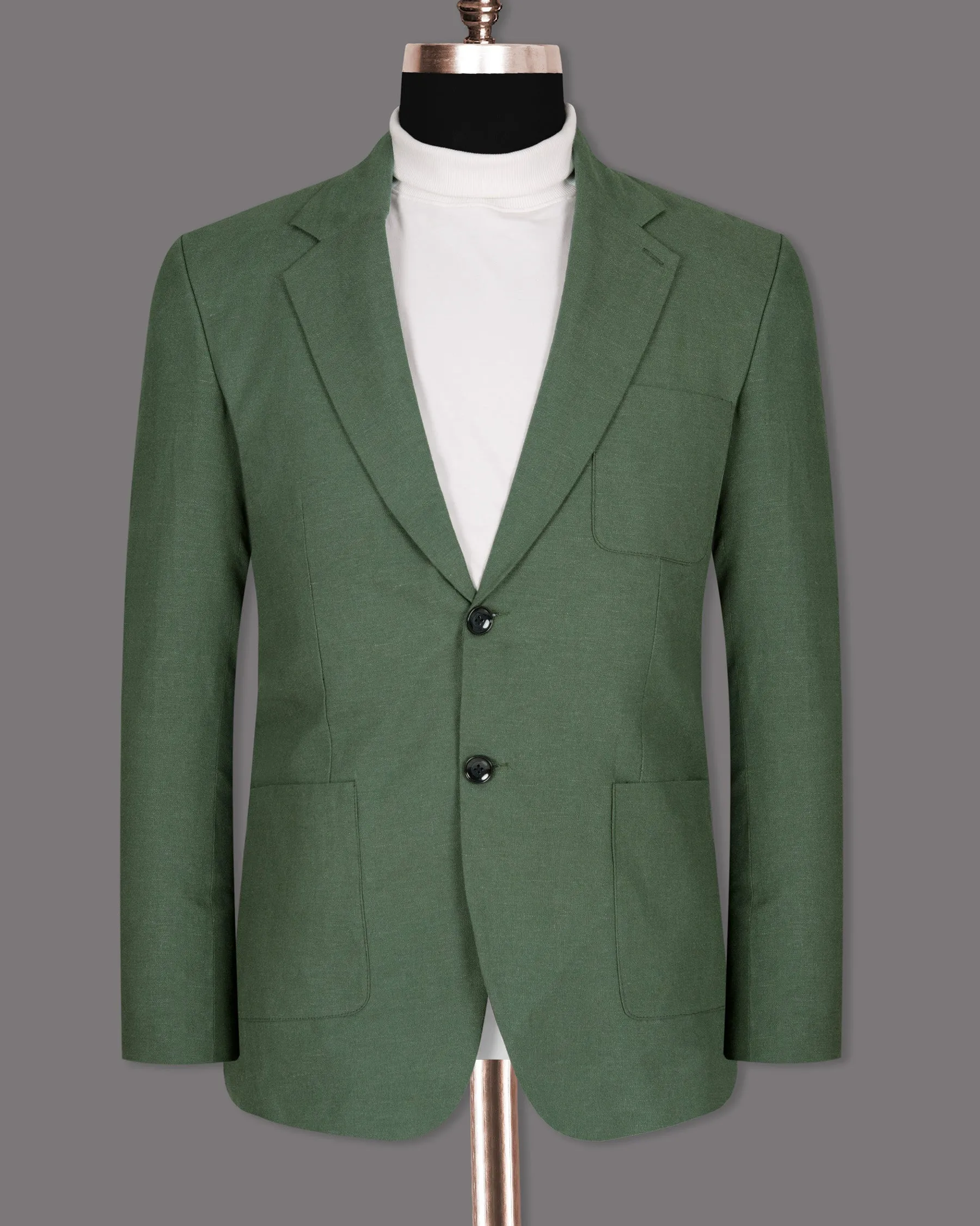 Asparagus Green Luxurious Linen Sports Suit