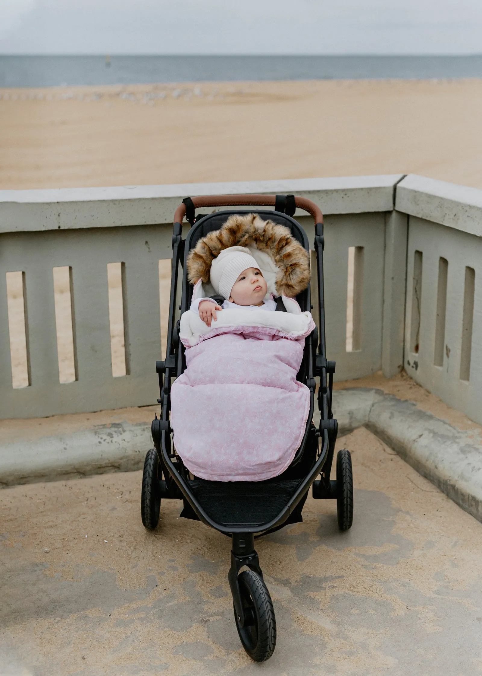 baby luno Nordic Footmuff Pram Liner - Pink Feather