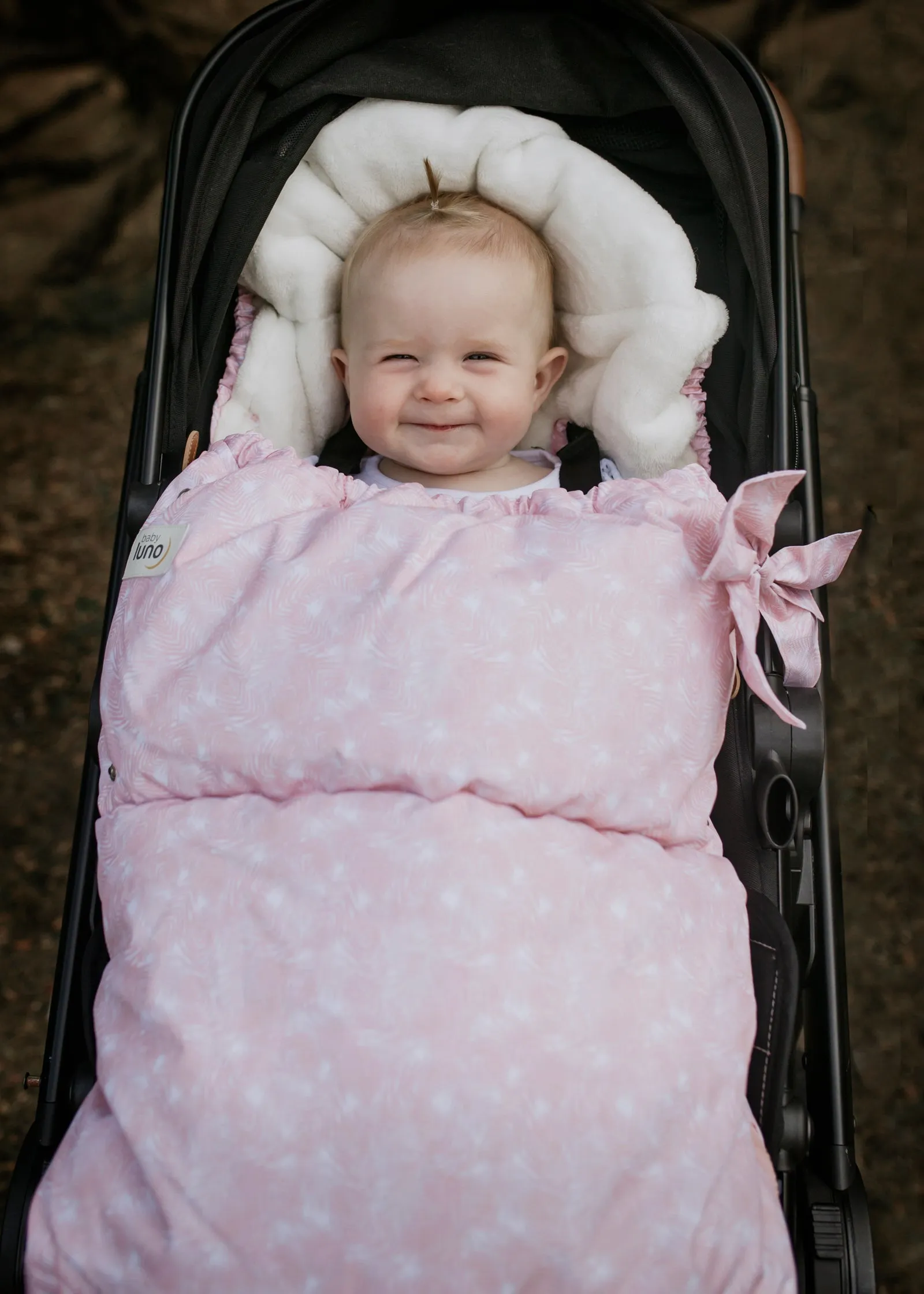 baby luno Nordic Footmuff Pram Liner - Pink Feather