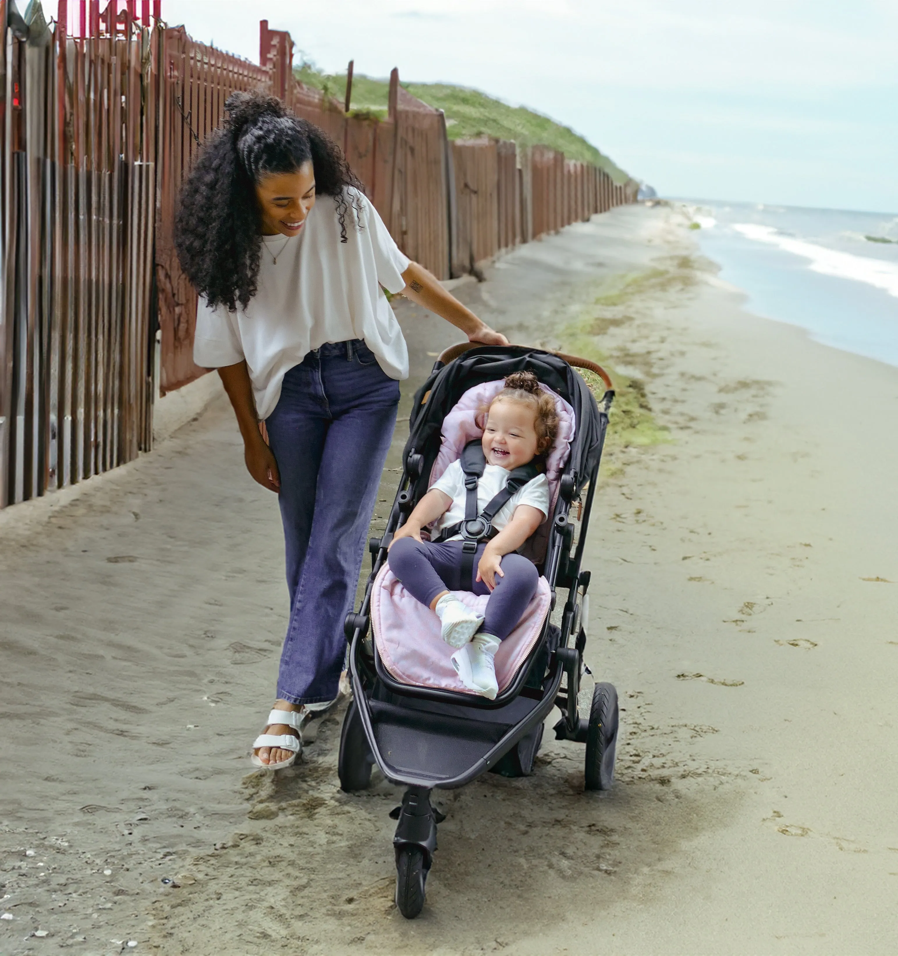 baby luno Nordic Footmuff Pram Liner - Pink Feather