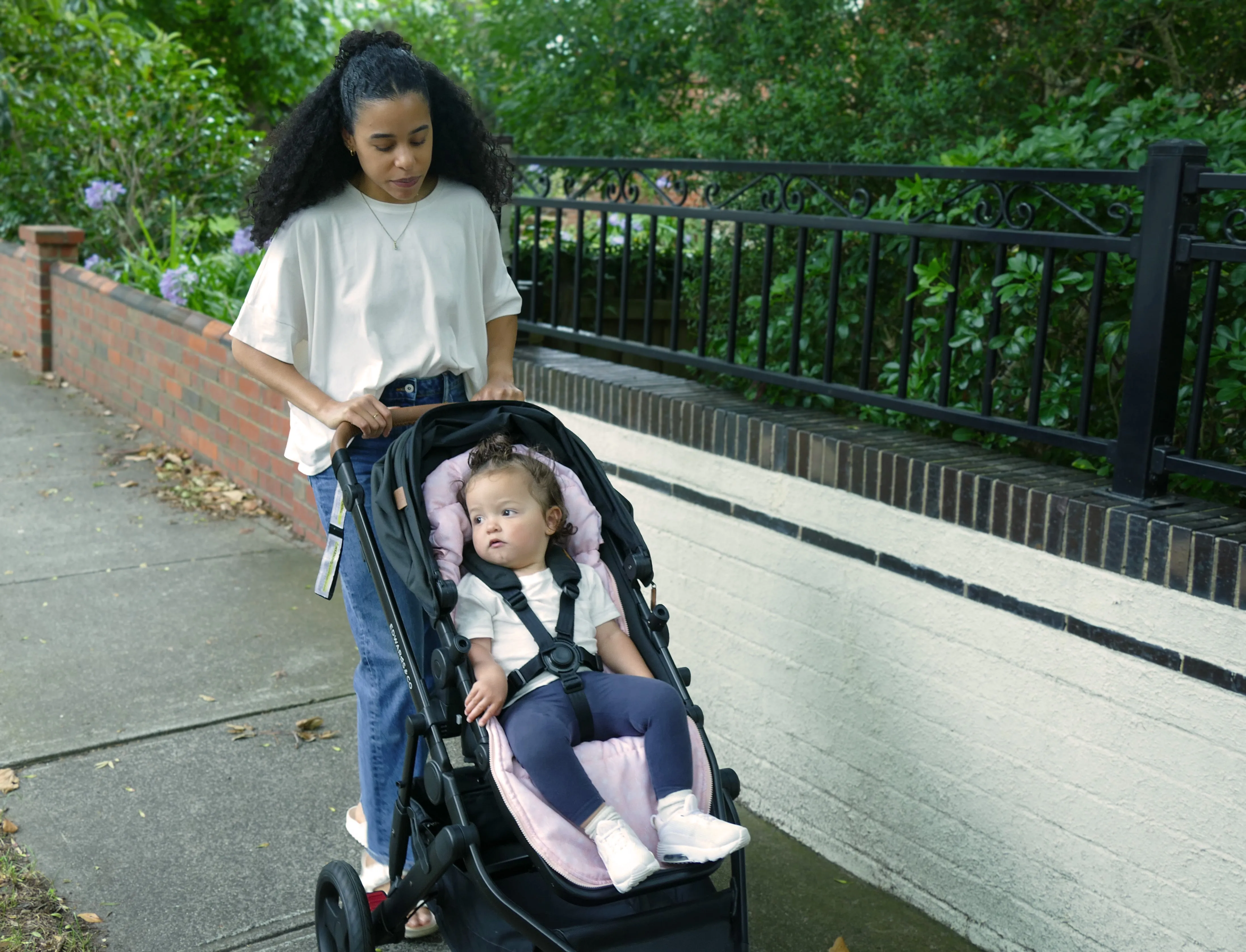 baby luno Nordic Footmuff Pram Liner - Pink Feather