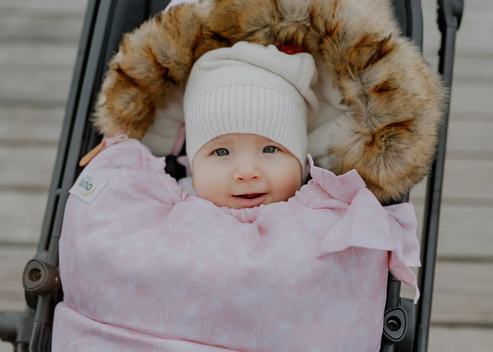 baby luno Nordic Footmuff Pram Liner - Pink Feather