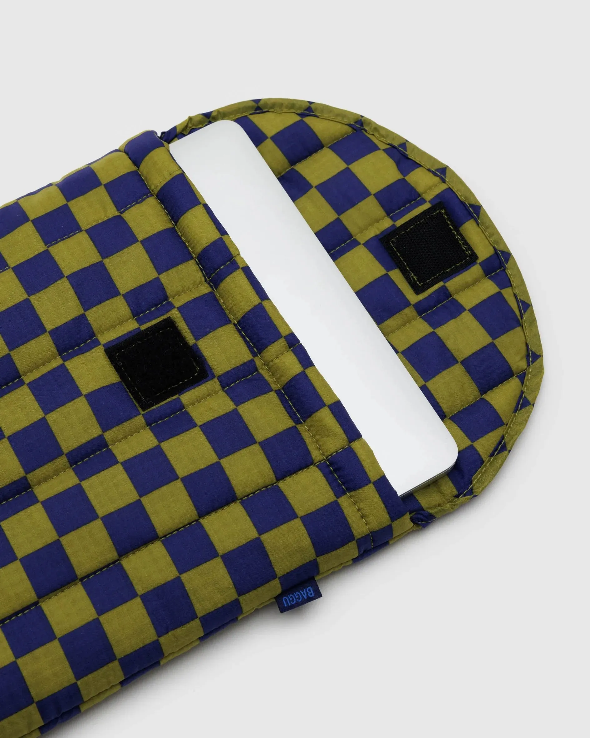 Baggu - Pear Navy Check - Puffy Laptop Sleeve 13/14”