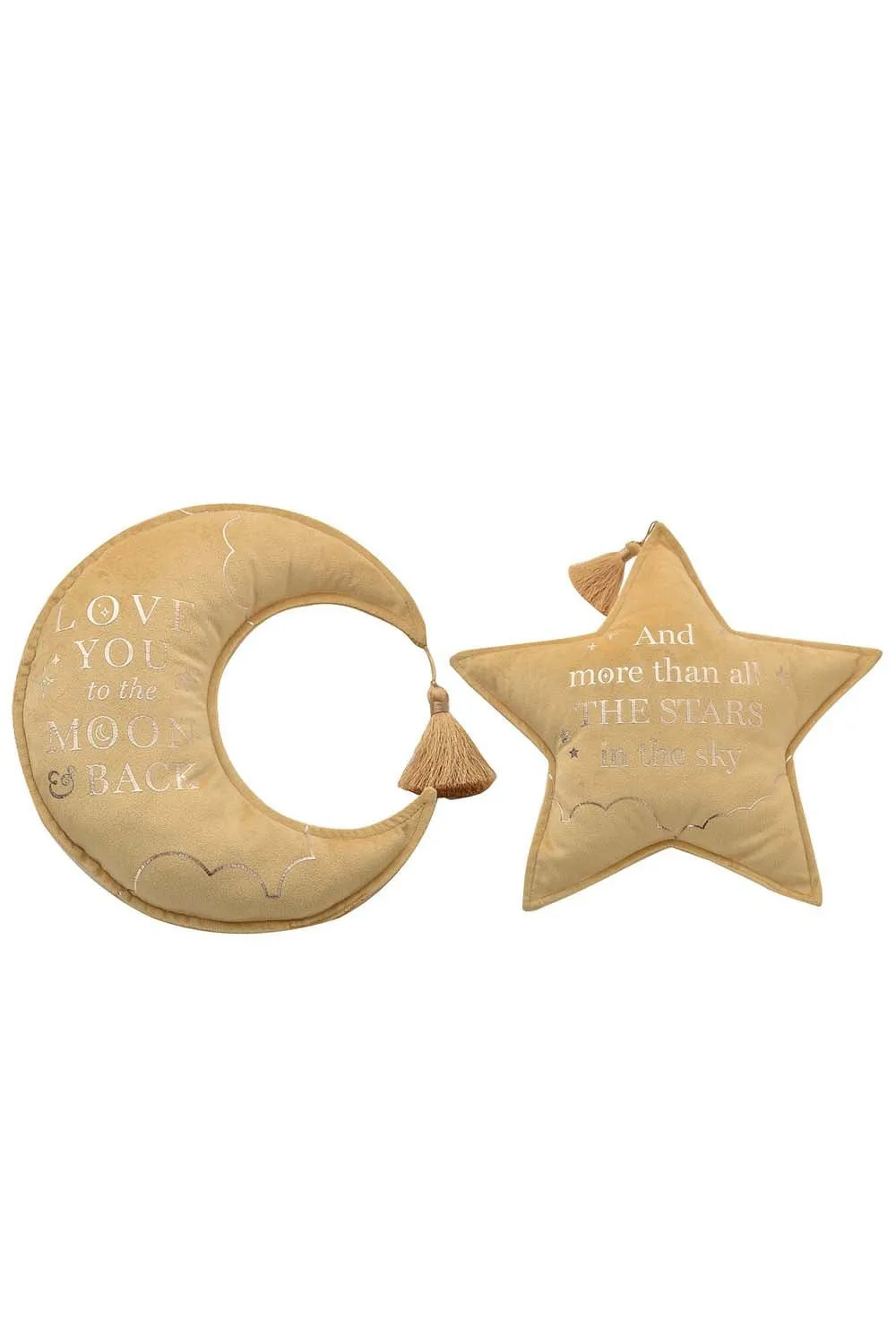 Bambino Velvet Moon & Star Cushion 32cm - Mustard