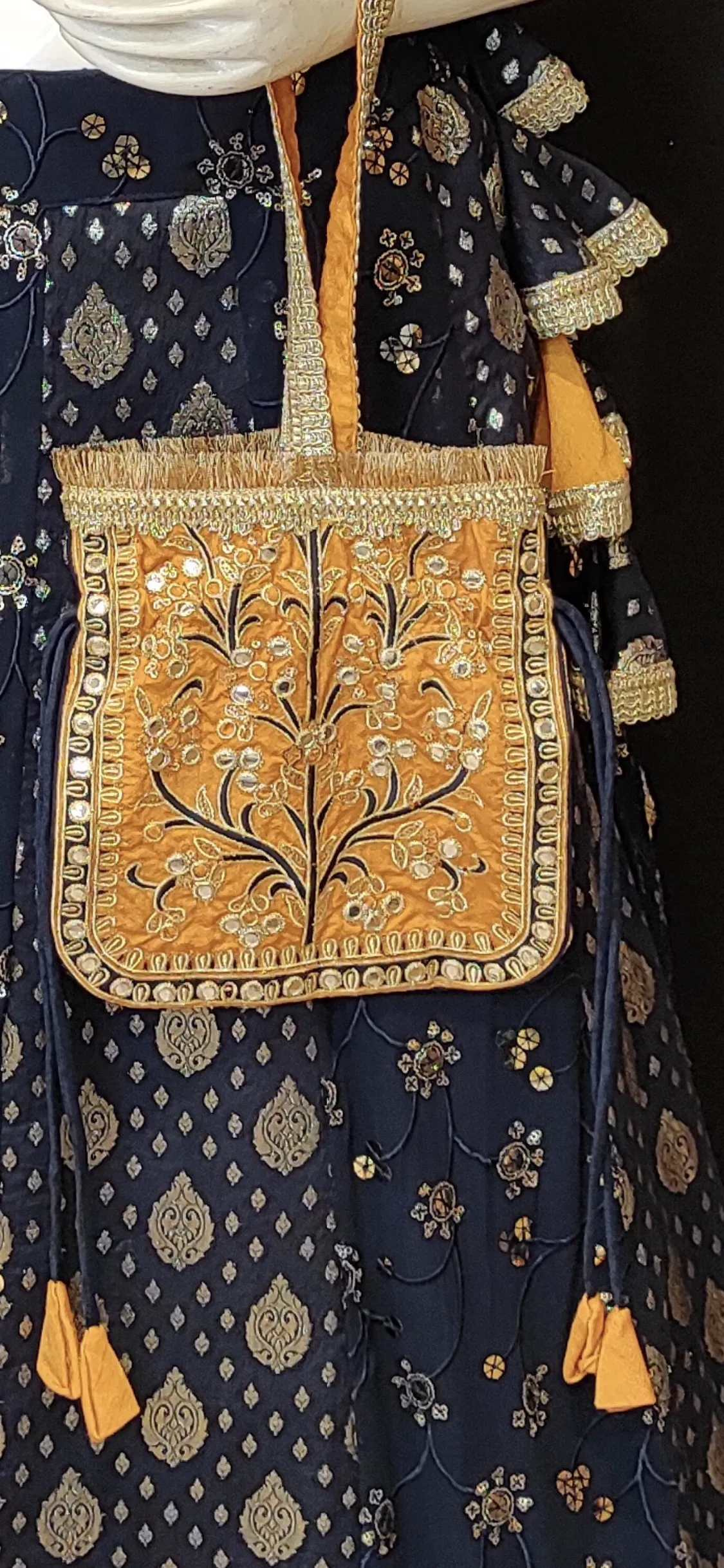 Banarasi Lehenga Choli with Stone Work, Net Dupatta and Bag