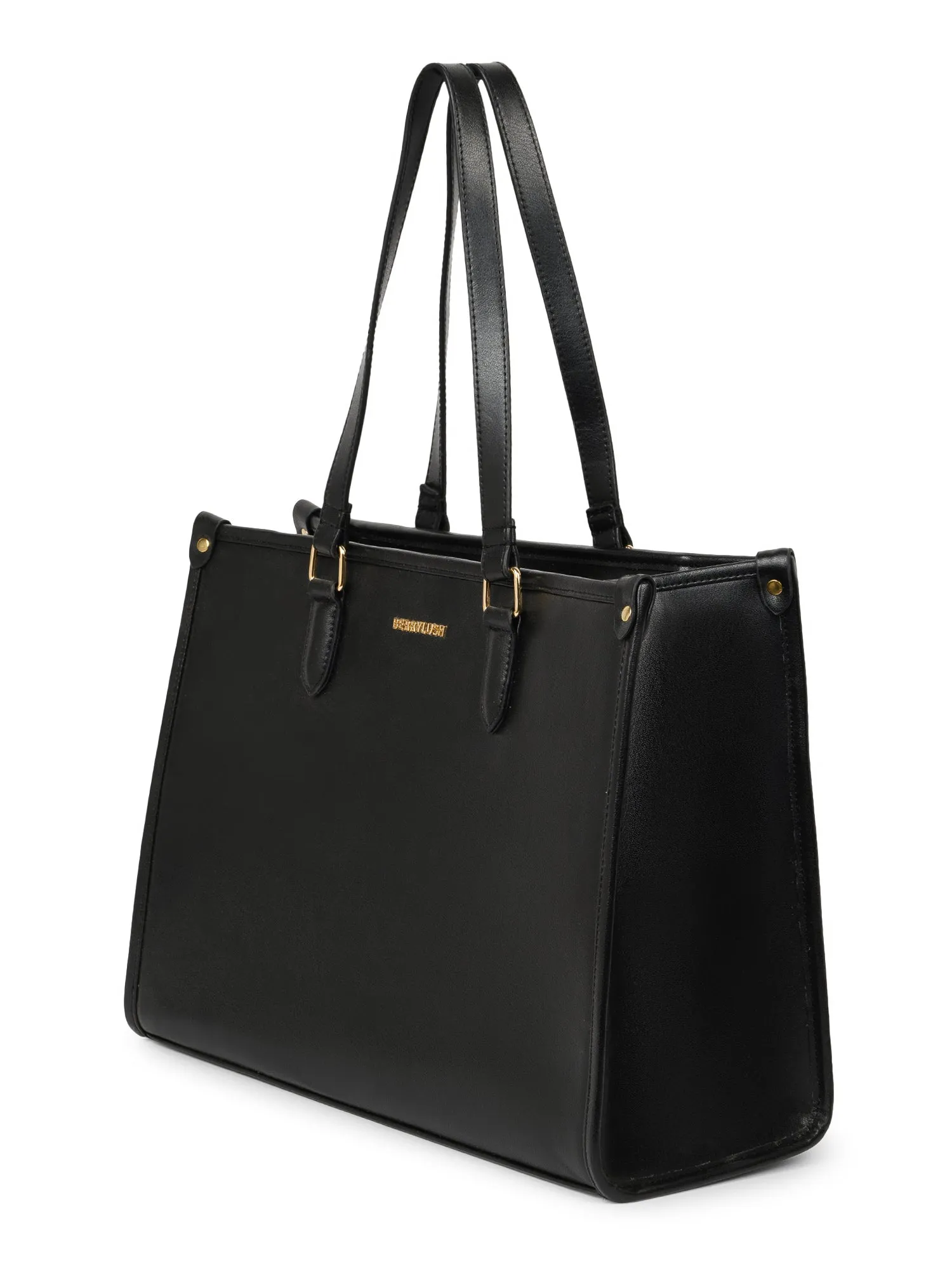 Berrylush Women Black Solid Tote Bag