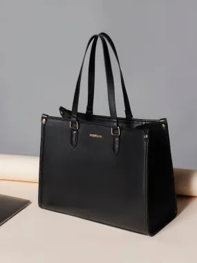 Berrylush Women Black Solid Tote Bag