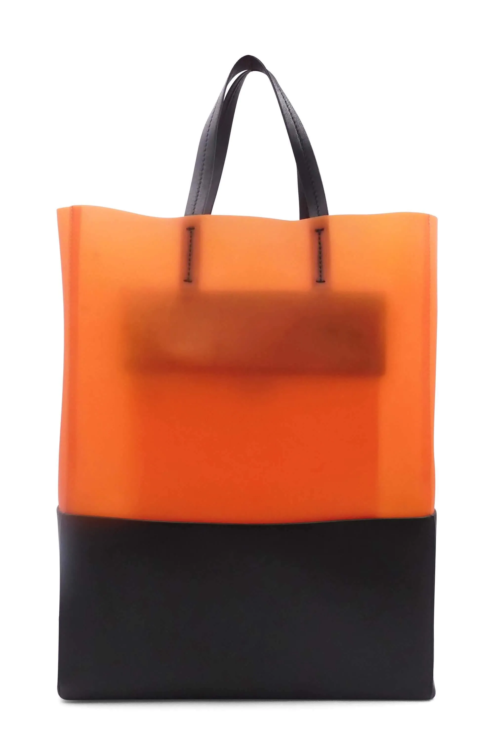 Bicolor PVC Cabas Tote Orange Black