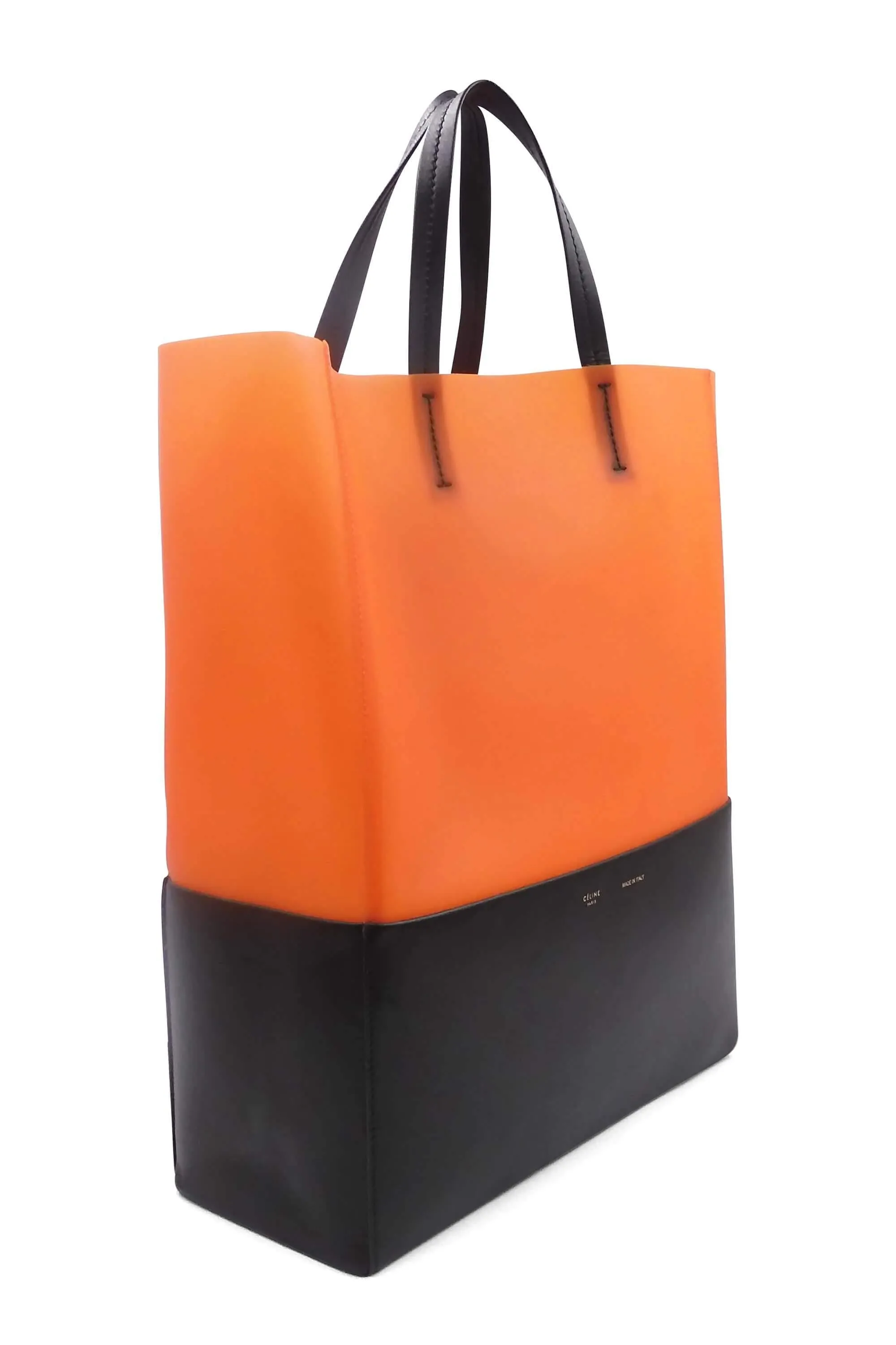 Bicolor PVC Cabas Tote Orange Black