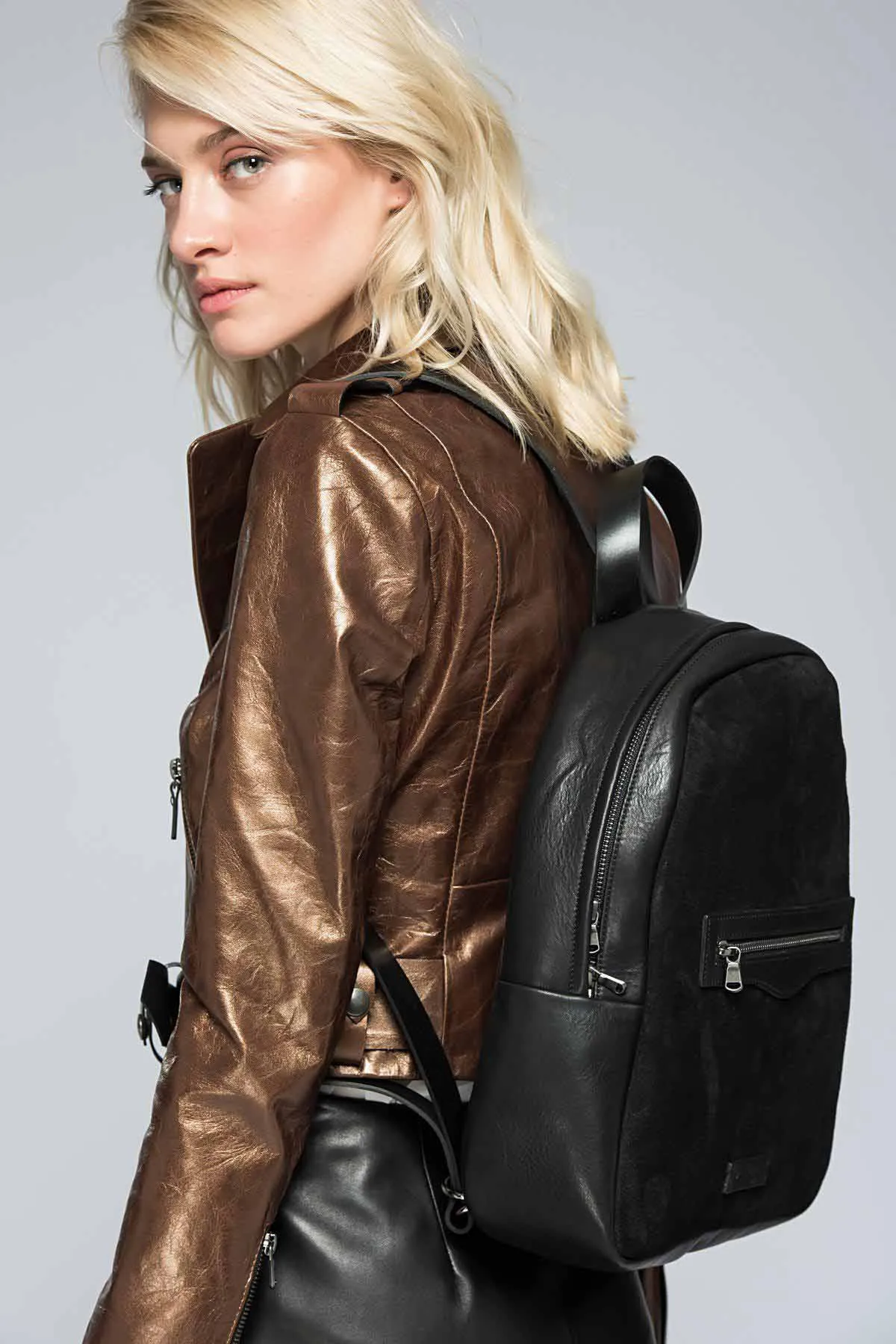 Black Leather Backpack