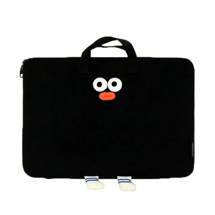 Black Square Laptop Briefcases Cute Character 15" Sleeve Handbag Purse