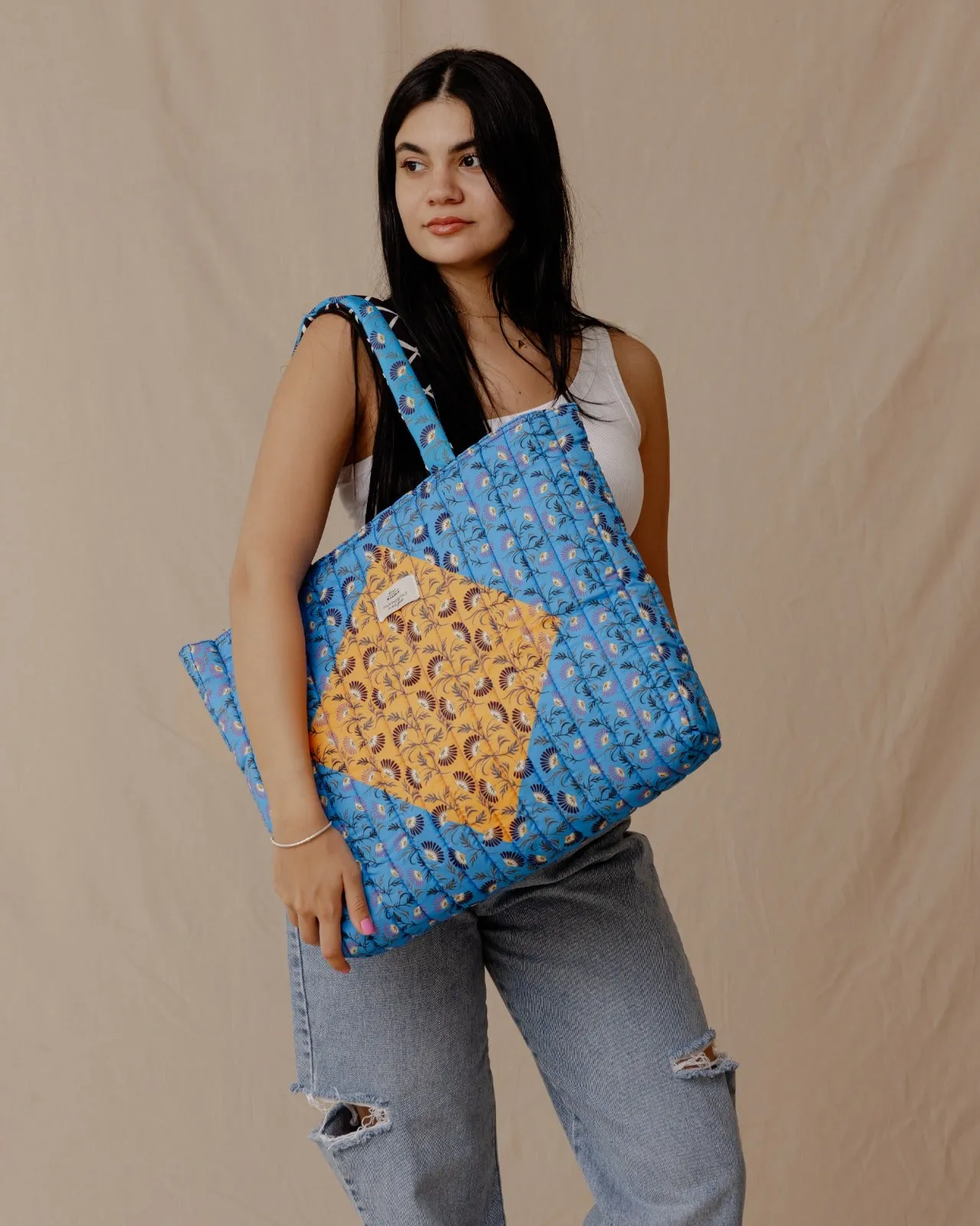 Blue Garden Double Faced Tote