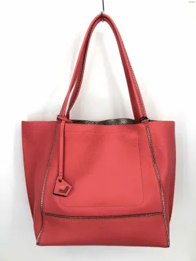 BOTKIER Coral Pink Silver Pebbled Leather Has Tag Tote 13" 5" 11 in Purse