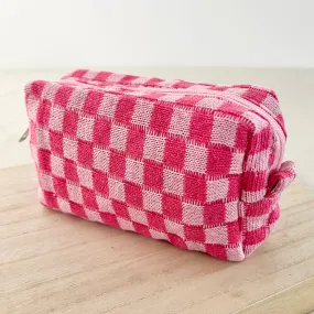 Checkerboard Cosmetic Bag - Pink