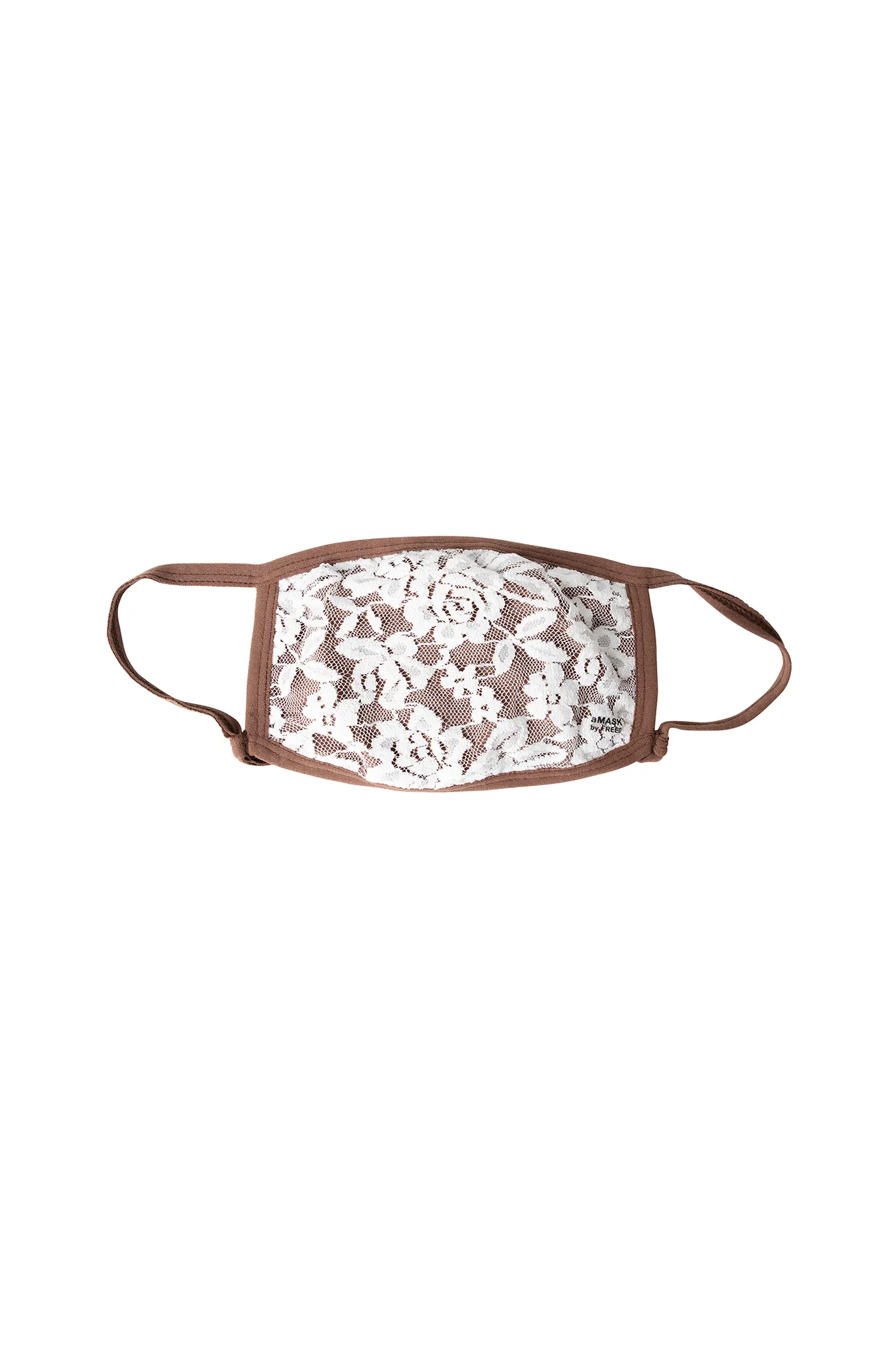 CHESTNUT MASK WITH WHITE LACE - ADULT FACE MASK