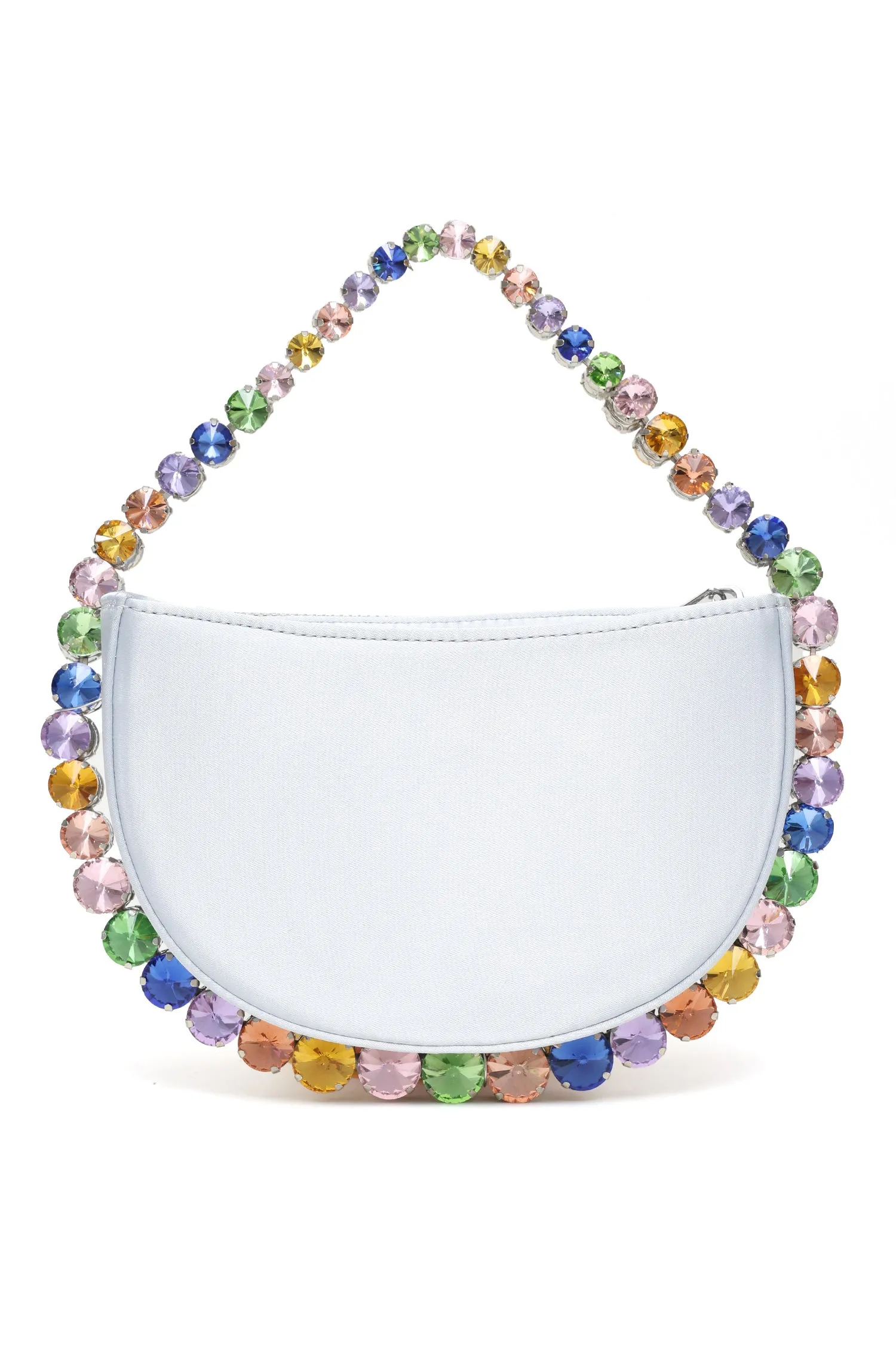 CRYSTAL EMBELLISHED CRESCENT BAG-SILVER