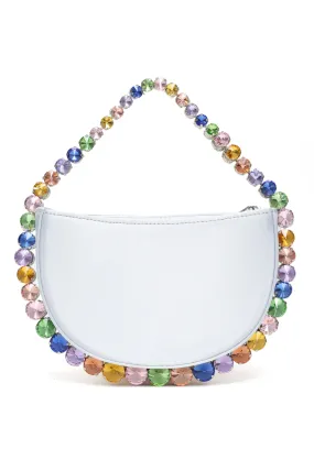 CRYSTAL EMBELLISHED CRESCENT BAG-SILVER