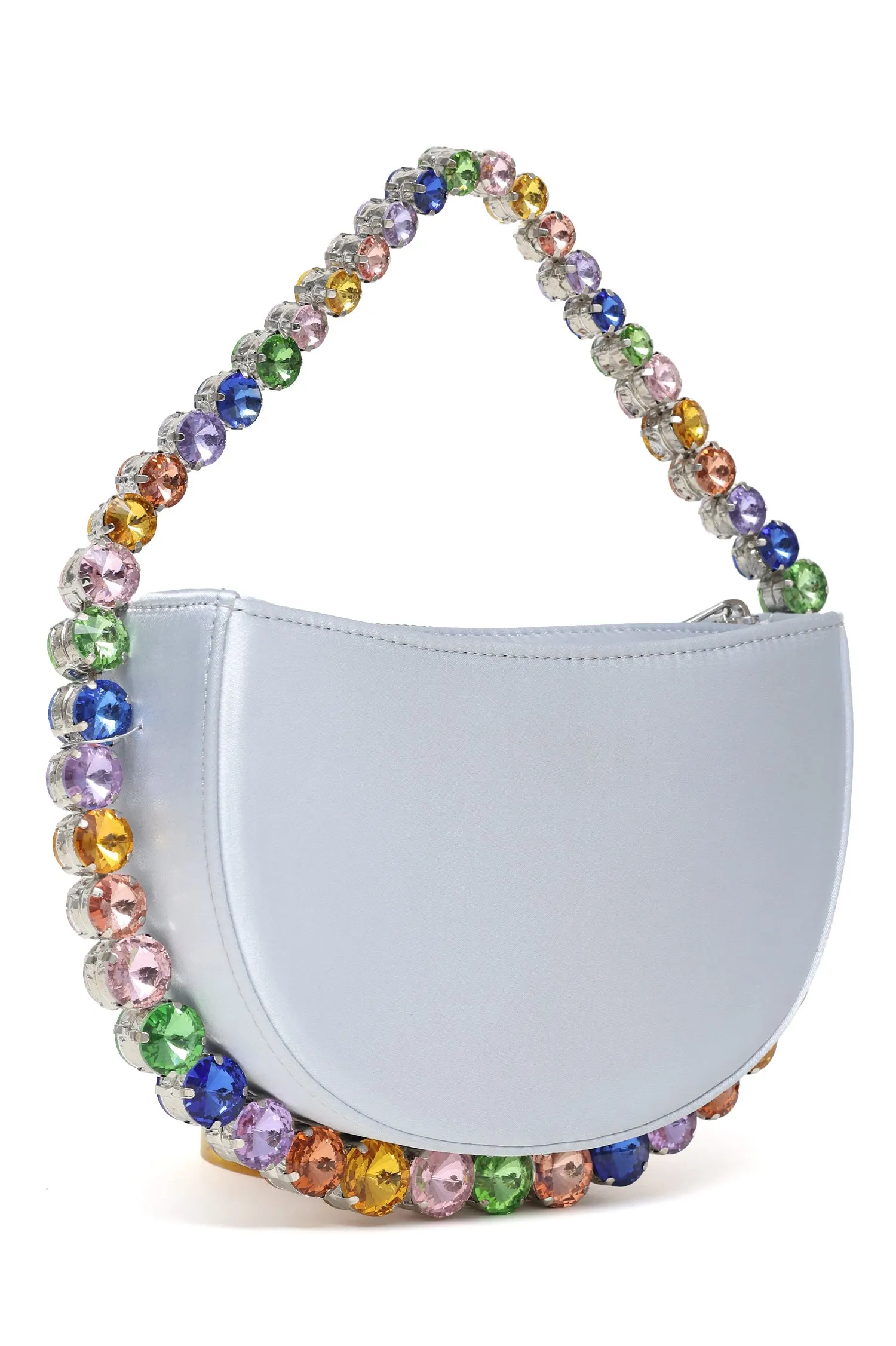 CRYSTAL EMBELLISHED CRESCENT BAG-SILVER