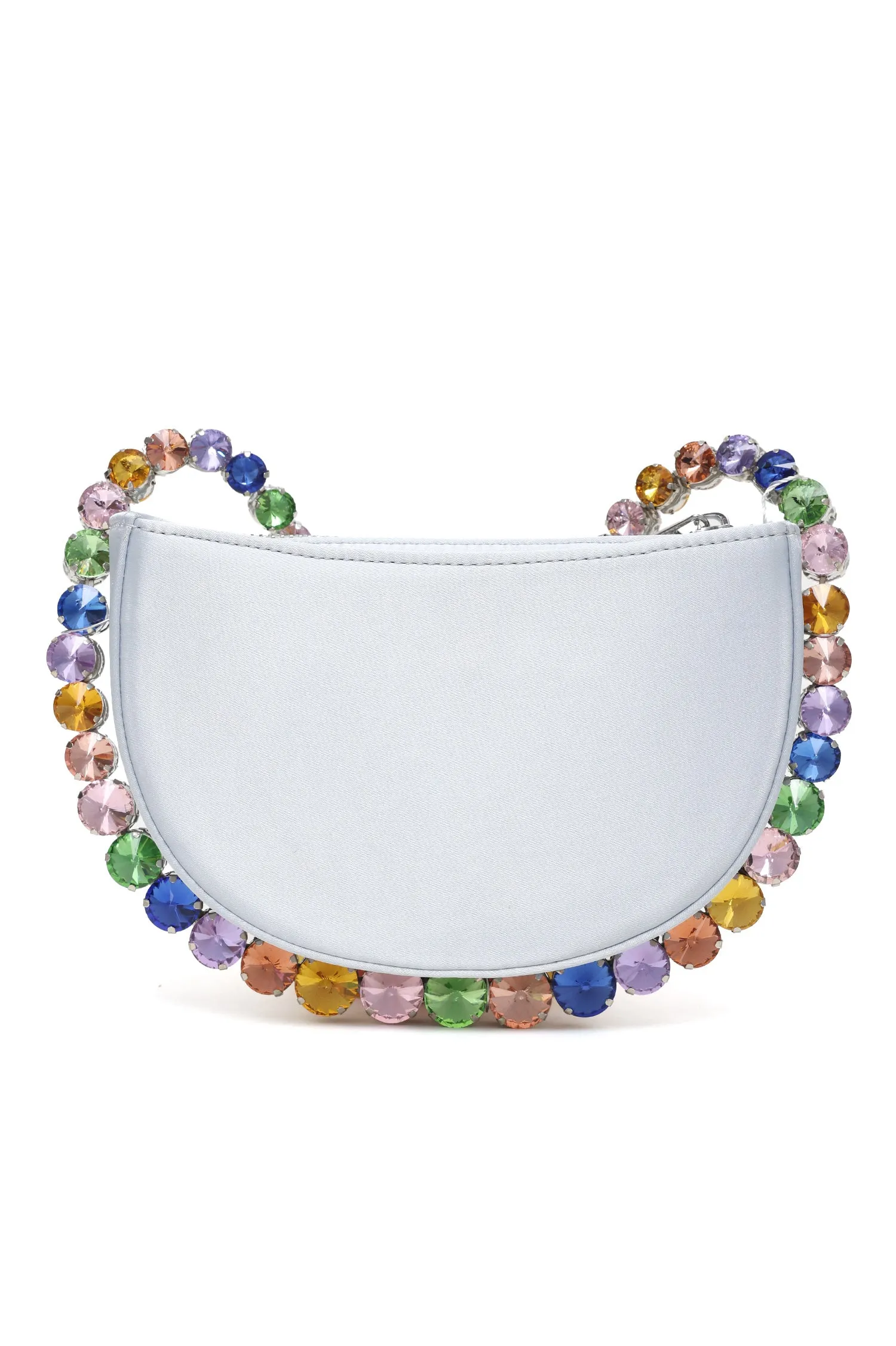 CRYSTAL EMBELLISHED CRESCENT BAG-SILVER