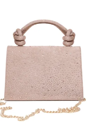 ELEGANT KNOT HANDLE RHINESTONE BAG-NUDE