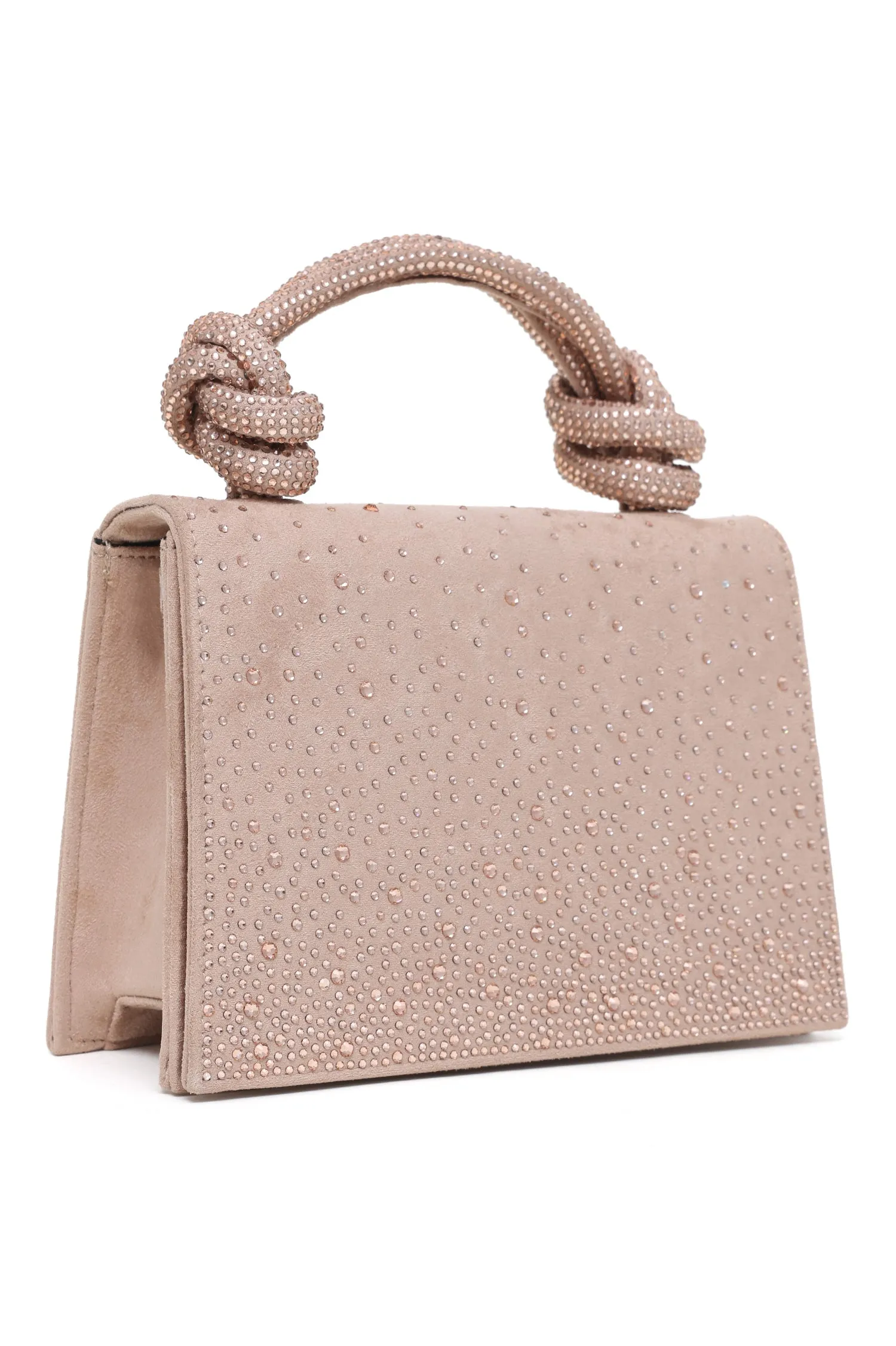 ELEGANT KNOT HANDLE RHINESTONE BAG-NUDE