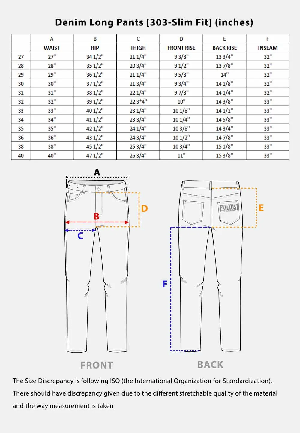 EXHAUST Jeans Long Pants [303 Slim Fit] 1476