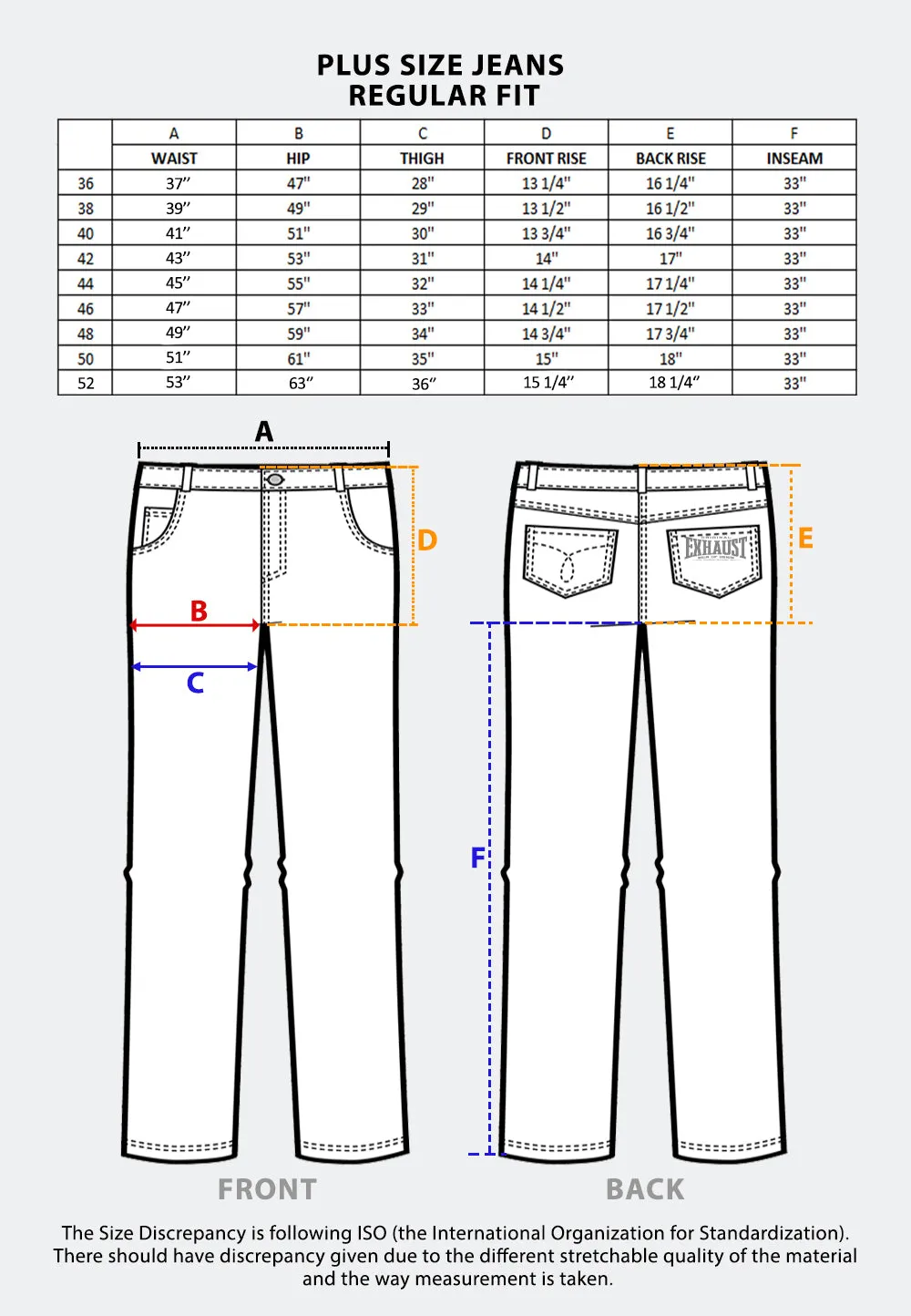 EXHAUST JEANS LONG PANTS [PLUS SIZE-310 REGULAR FIT] 1610