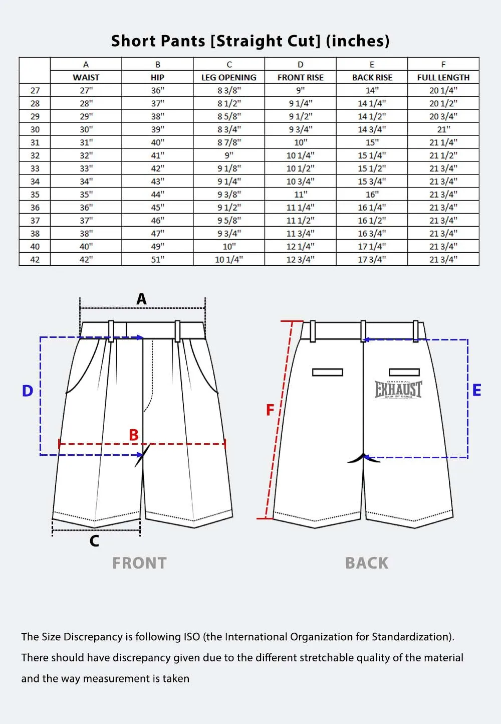 EXHAUST Men's Cotton short Pants [Straight Cut] 1481