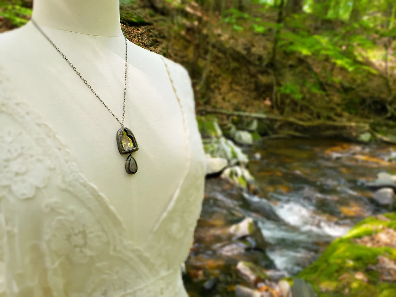 Fairest Tanaquill ~ Labradorite Stained Glass Amulet