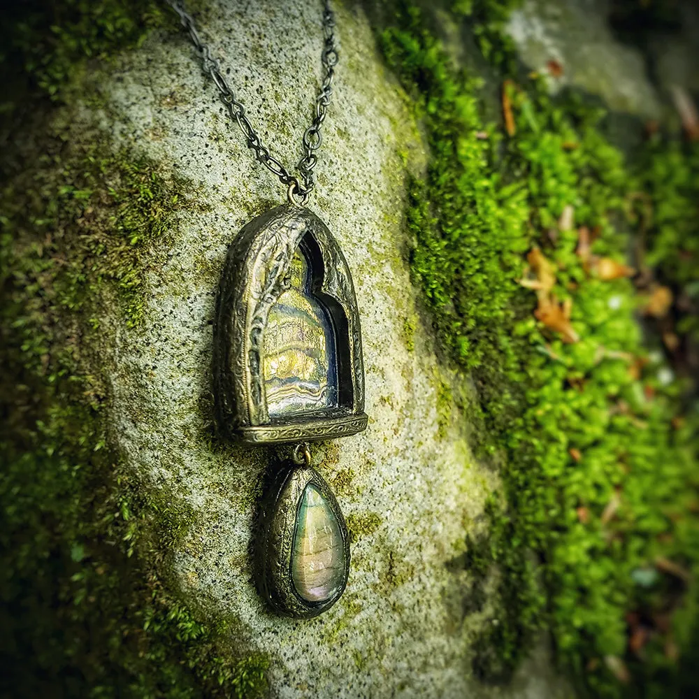 Fairest Tanaquill ~ Labradorite Stained Glass Amulet