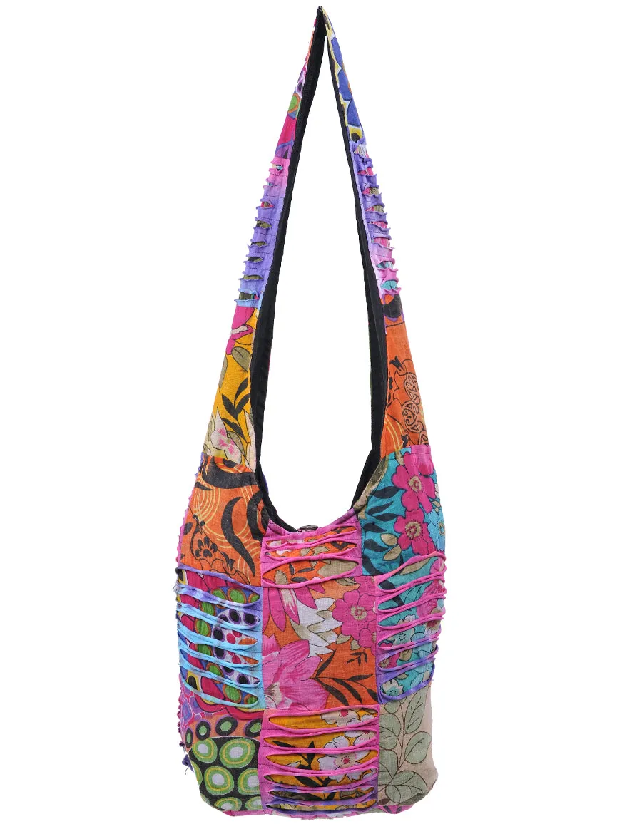 Floral Printed Patch Cotton Hobo Bag