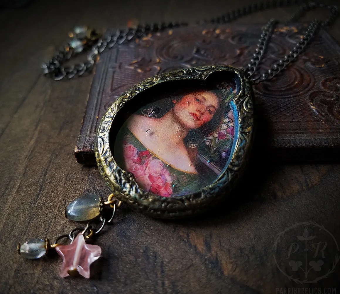 Gather Ye Rosebuds ~ Iridescent Pictorial Shrine Amulet