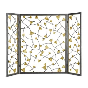 Golden Ginkgo Decorative Fireplace Screen