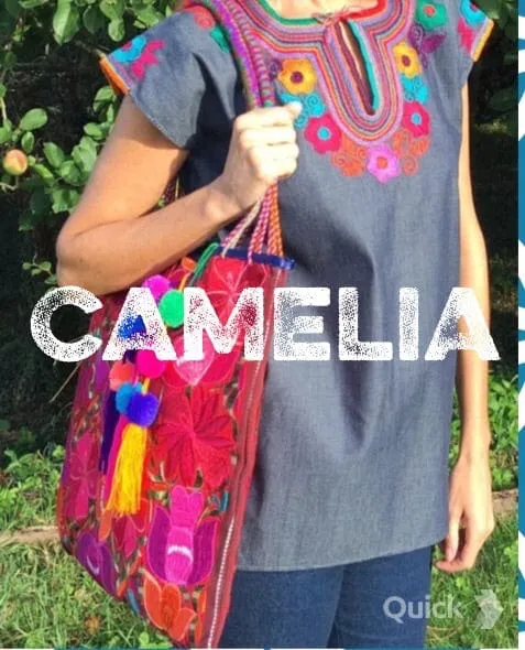 Hand Embroidered Mexican Tote Zinnia