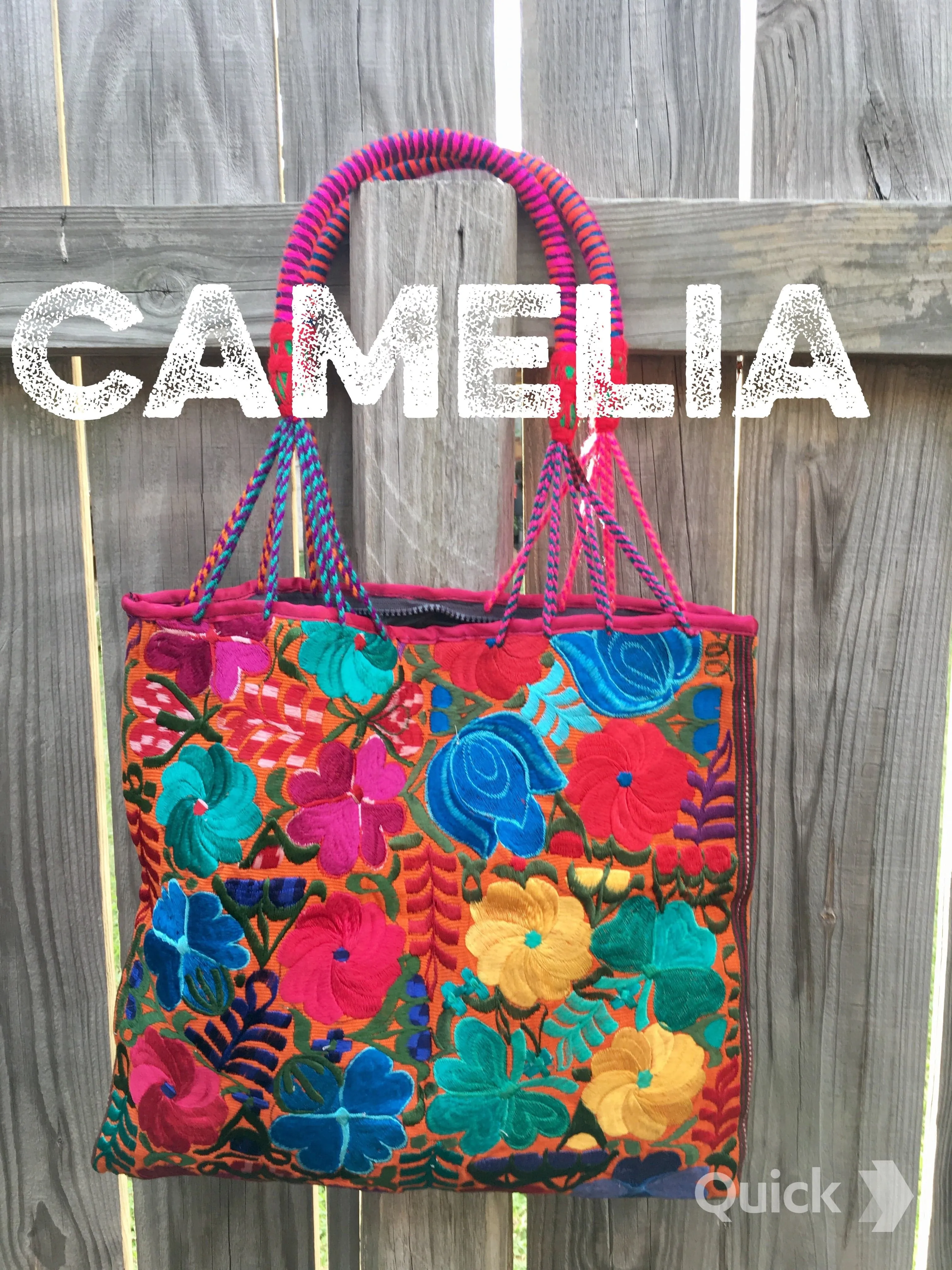 Hand Embroidered Mexican Tote Zinnia