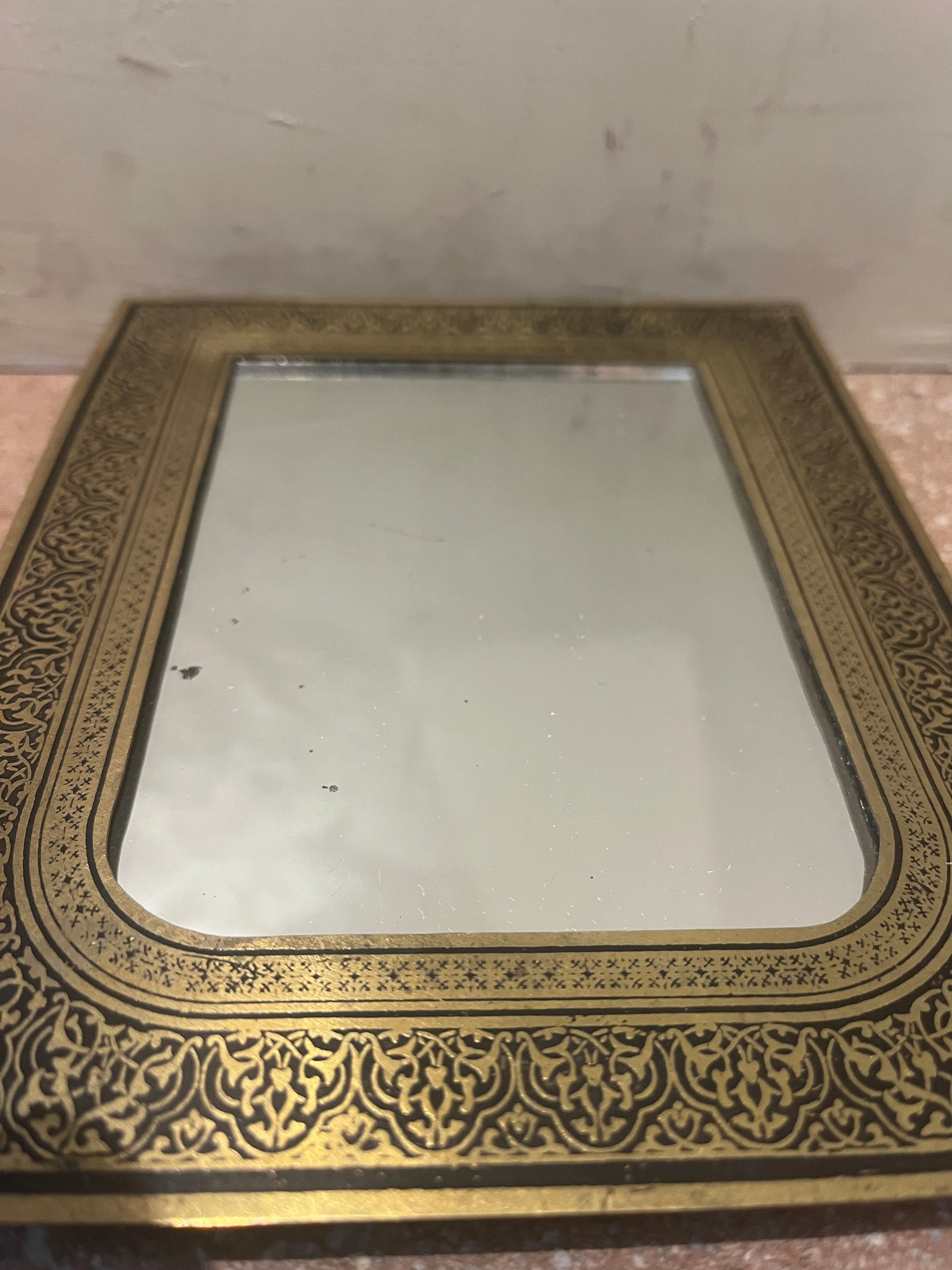 Hand-Etched Brass Decorative Mirror