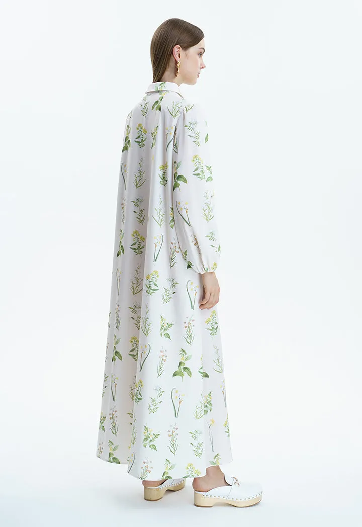 Herbarium Floral Dress With Fixed Pouch