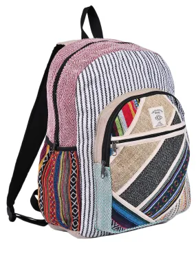 Hippie Boho Hemp Cotton Daypack Backpack Striped